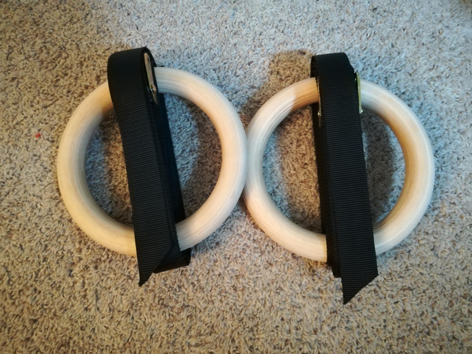 Titan Fitness 31.75mm Gymnastics Rings, Non-Slip Wooden Rings, Extra Long 16 FT Nylon Straps, FIG Gymnastic Rings with Cam Buckle System, Olympic Pull Up Fitness Rings, Rated 600 LB customer photo 1