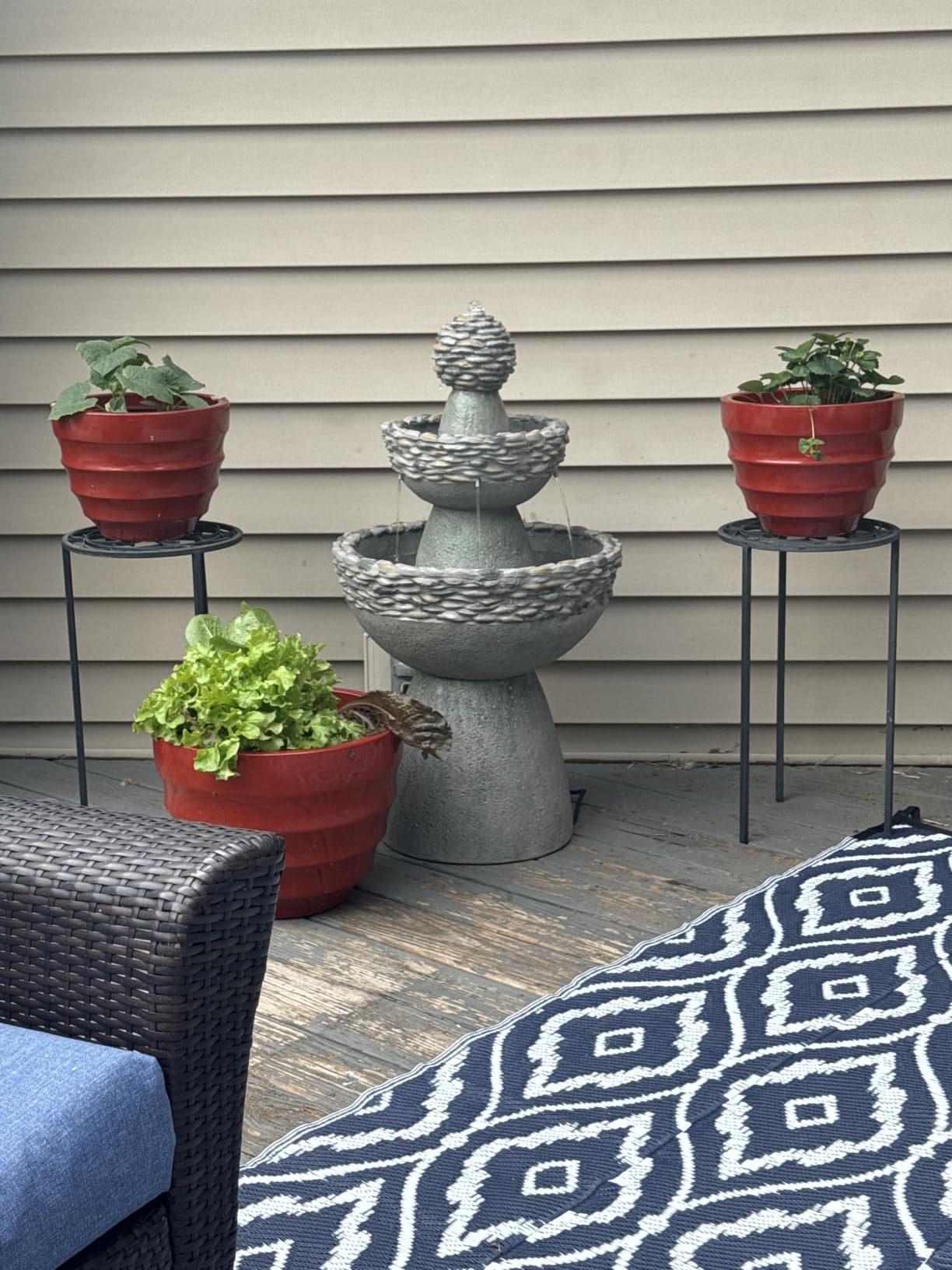 Teamson Home 36.5 in. Outdoor 3-Tier Zen-Style Pedestal Water Fountain in. with Stone Trim with Pump and 2.64 Gallon Capacity, Stone Gray customer photo 1