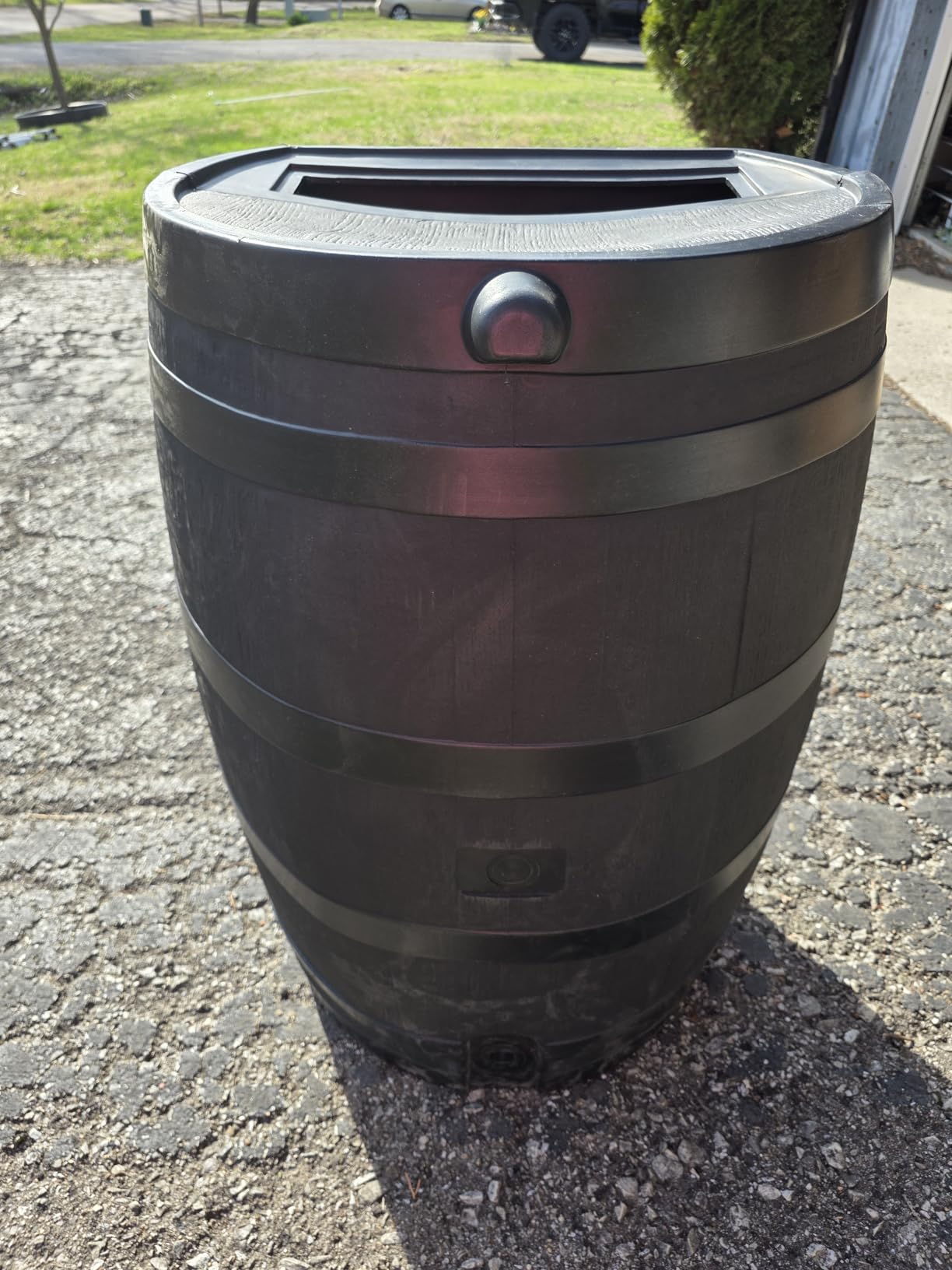 RTS Home Accents 50-Gallon ECO Rain Barrel Made with 100% Recycled Plastic, Flat Back Rain Water Collection Barrel, Black customer photo 2