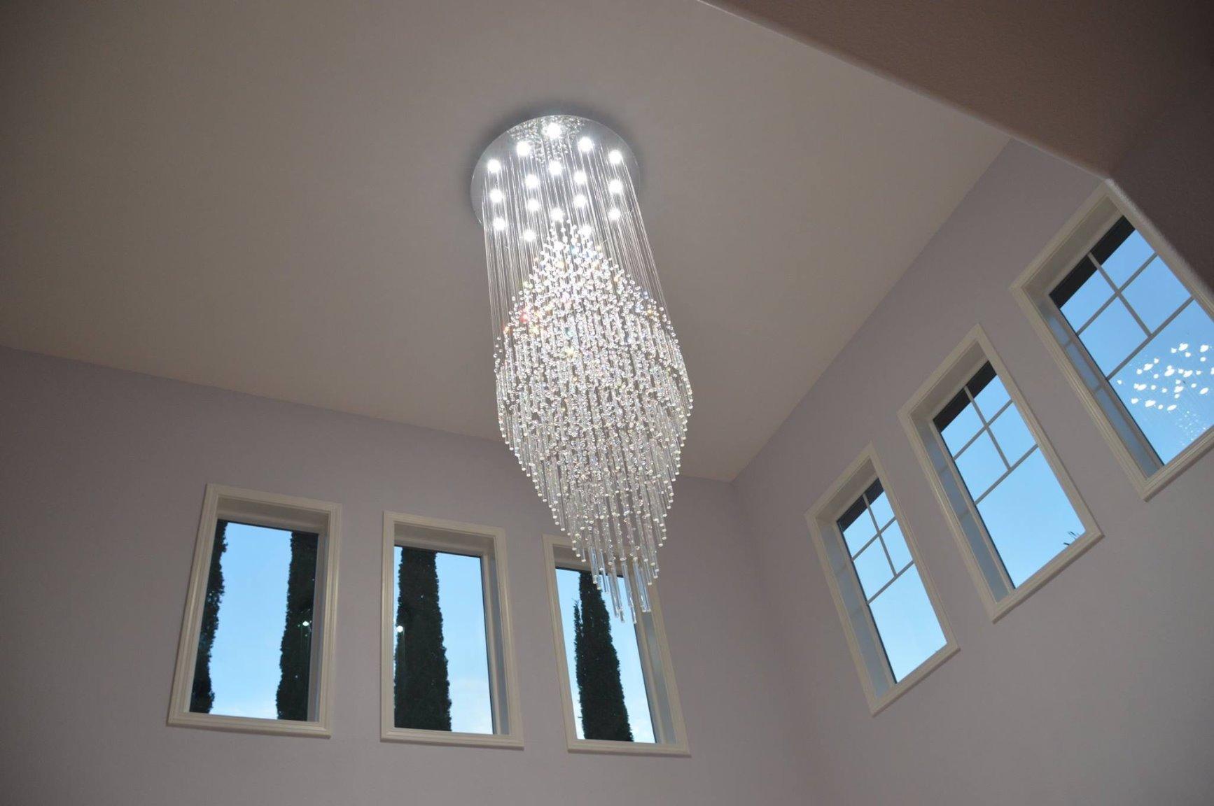 7PM Foyer Chandeliers Entryway High Ceiling, Flush Mount Large Raindrop Crystal Chandelier Lighting Staircase Chandelier High Ceiling Light Fixtures for Hallway Front Entrance H 59'' customer photo 1