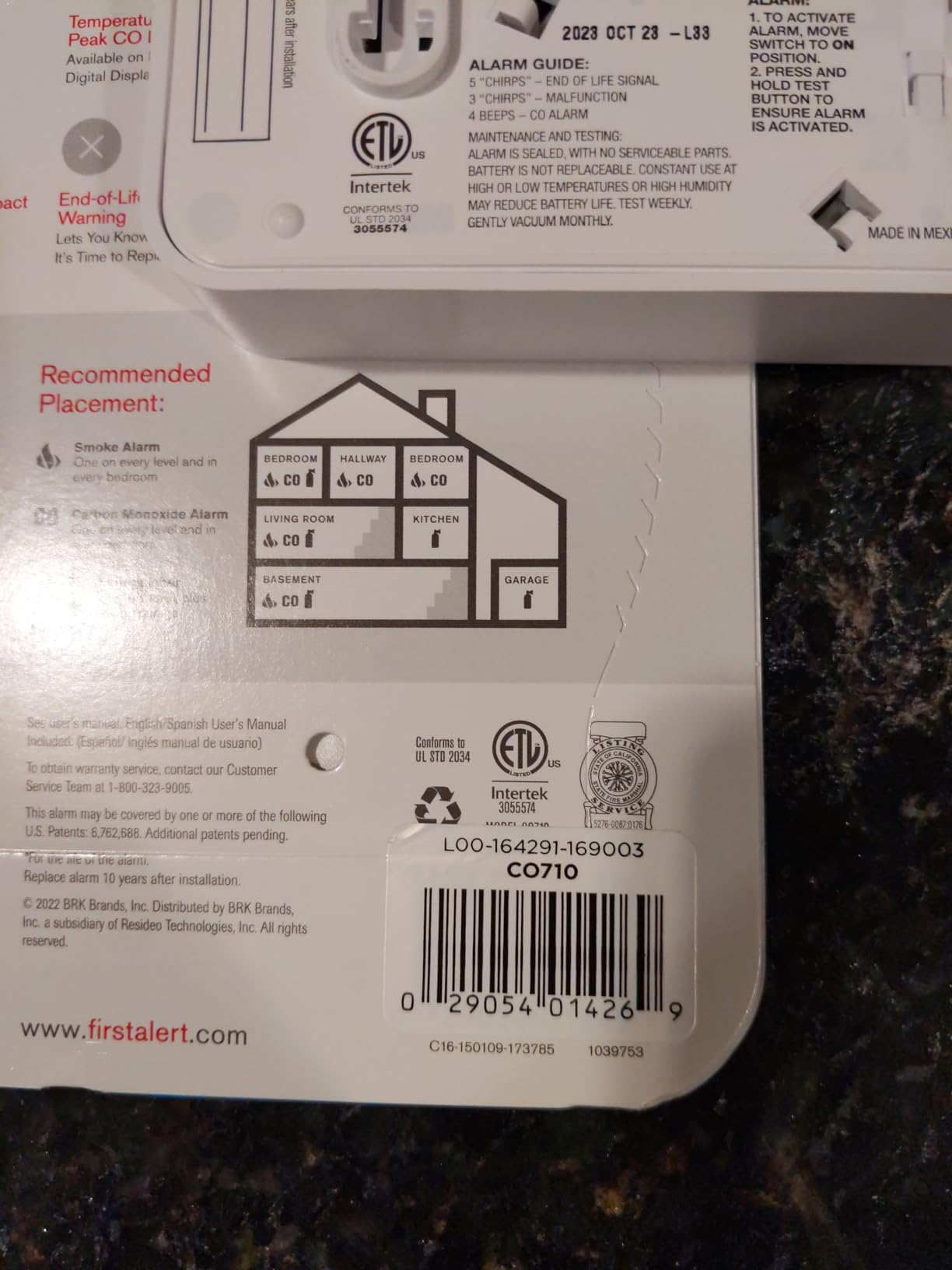 First Alert CO710 Carbon Monoxide Detector with 10-Year Battery and Digital Temperature Display customer photo 1