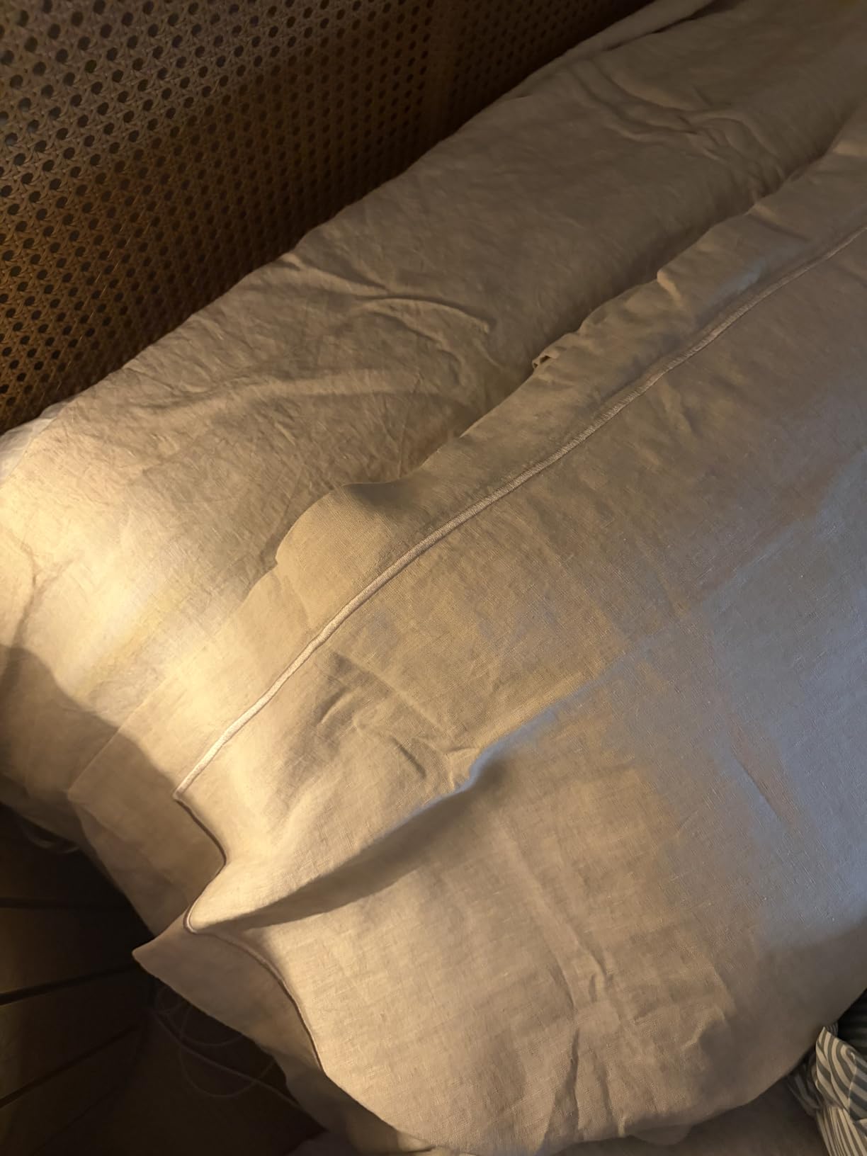 Simple&Opulence 100% French Linen Duvet Cover Set with Embroidered,3 Pcs Washed Soft Farmhouse Bedding Set with Button Closure,1 Comforter Cover and 2 Pillowshams(King,Natural Linen) customer photo 2
