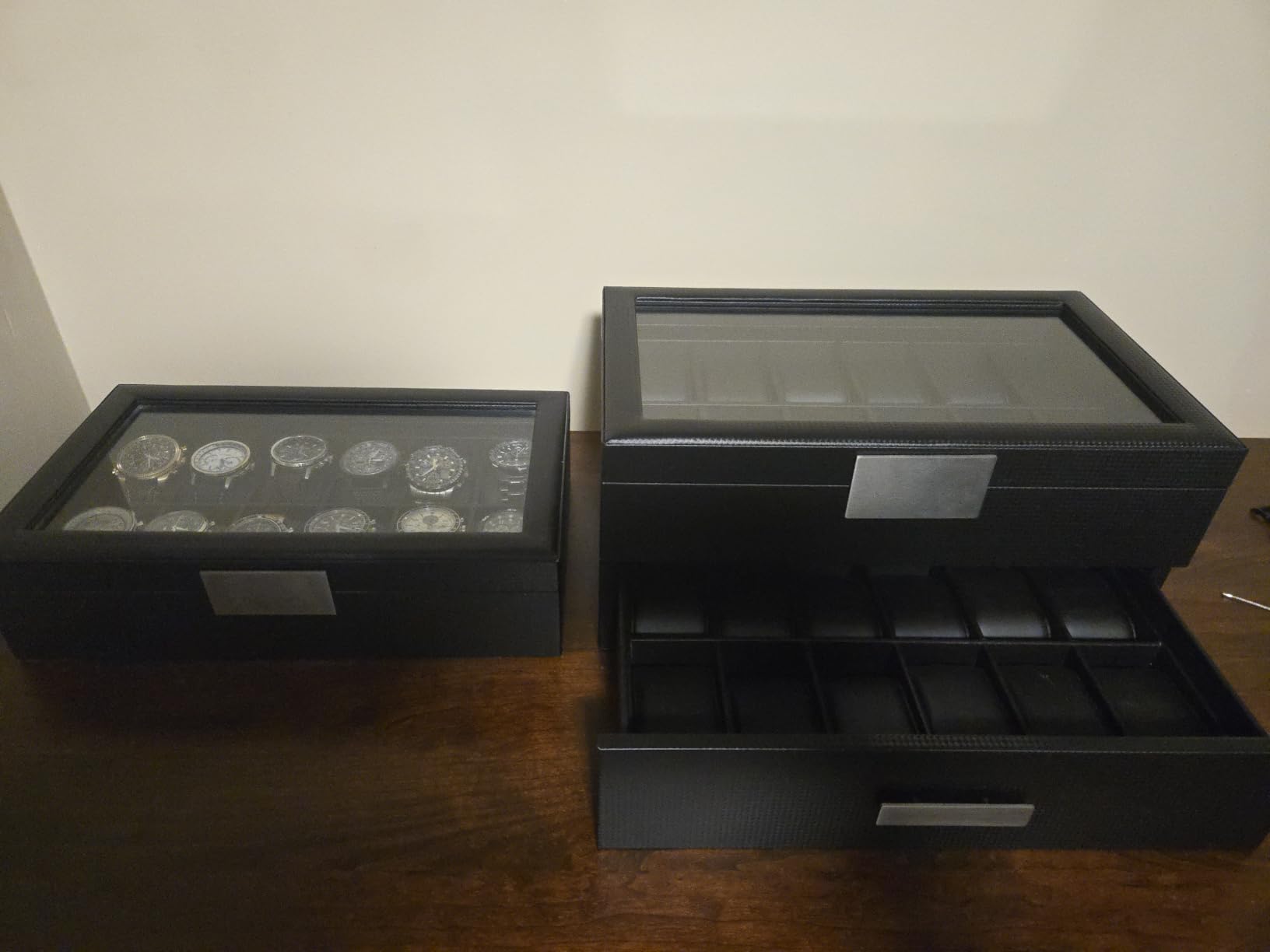 Glenor Co Watch Box for Men - 12 Slot Luxury Carbon Fiber Design Display Case, Large Holder, Metal Buckle - Black customer photo 1