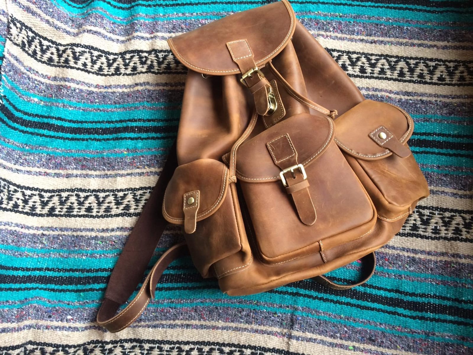 Polare Full Grain Leather Rucksack Backpack Casual Travel Satchel Bag customer photo 1