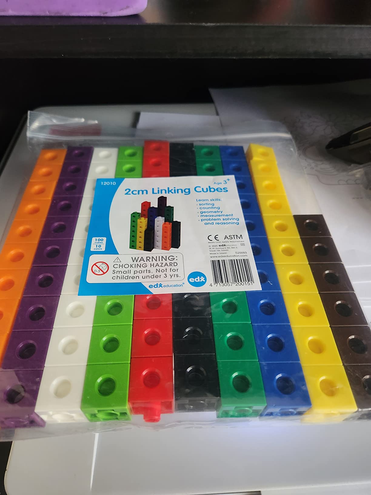 edxeducation Linking Cubes, Set of 100, Counting Cubes, Color Sorting Toys customer photo 2
