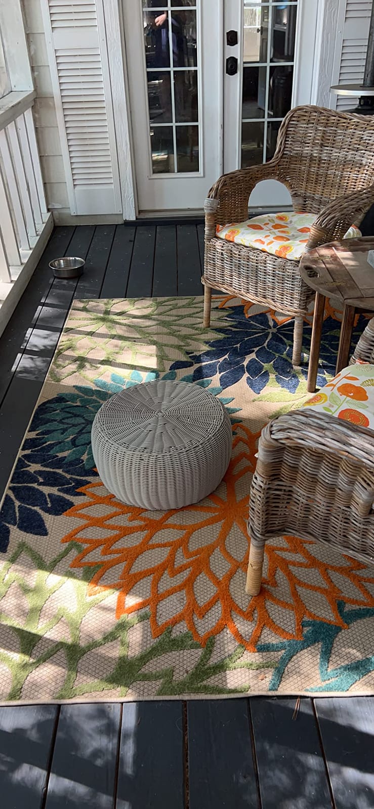 Household Essentials Round Handwoven Resin Storage Stool Ottoman, Brown customer photo 2
