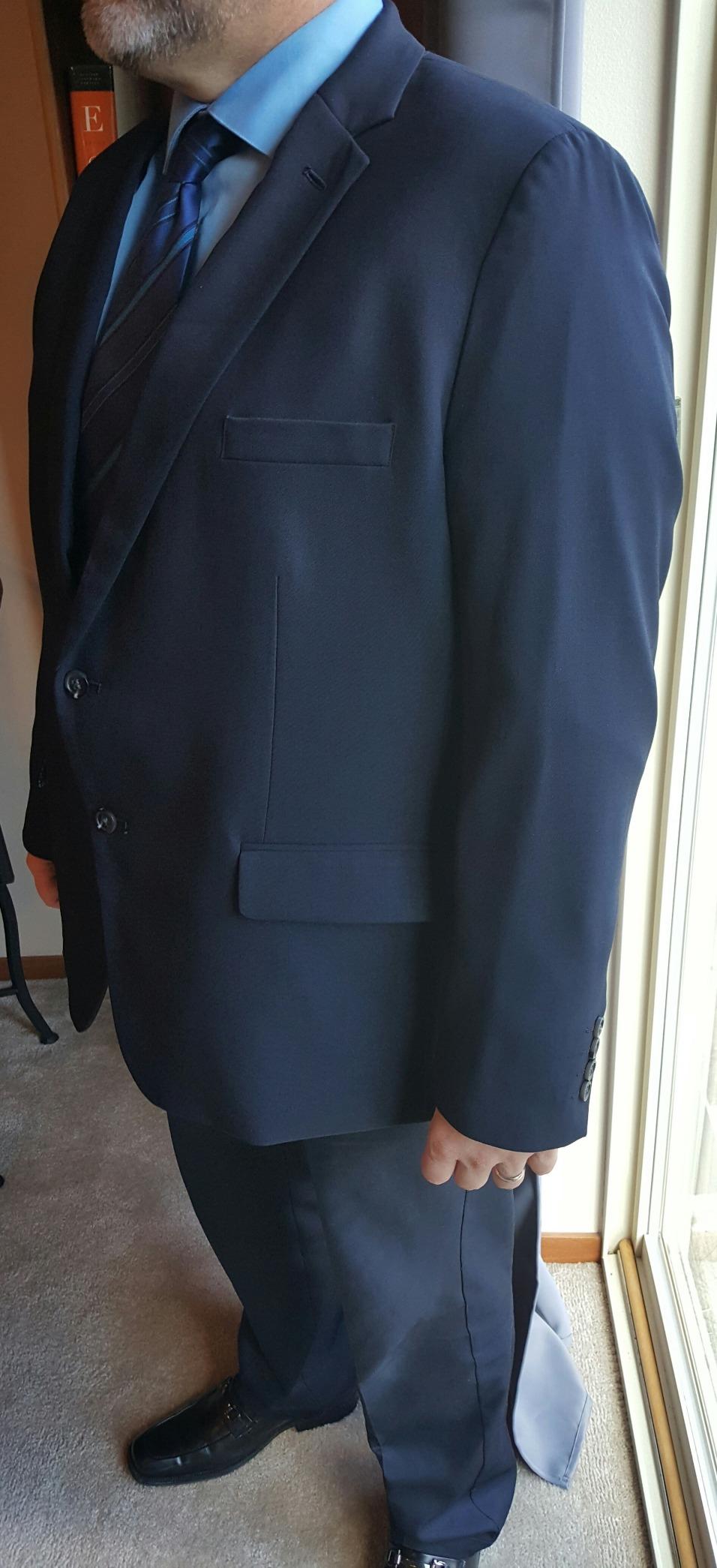 Haggar Men's Travel Stretch Tailored Fit 2-Button Side Vent Solid Blazer customer photo 2