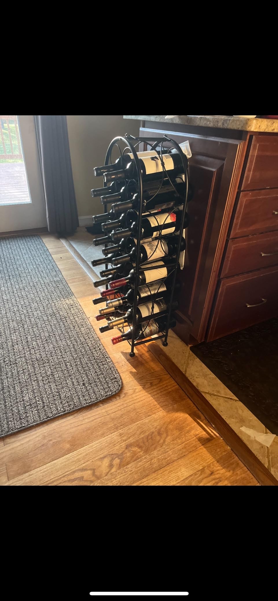 Sorbus Mini Freestanding Floor Wine Rack, Bottle Storage (23 Bottle, Black) | Compact Bordeaux-style metal display for home bars, kitchens or cellars; holds bottles in an elegant, distinctive stand. customer photo 1