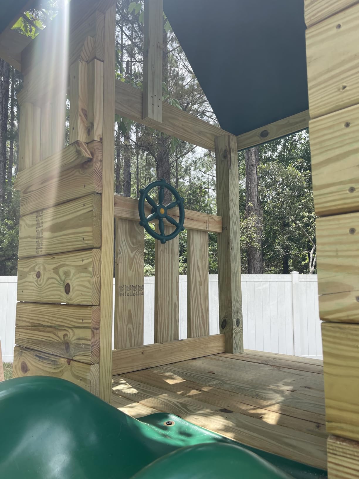 Jungle Gym Kingdom Playground Accessories - Pirate Ship Wheel for Kids Outdoor Playhouse, Treehouse, Backyard Playset Or Swingset - Wooden Attachments Parts (Green) customer photo 2