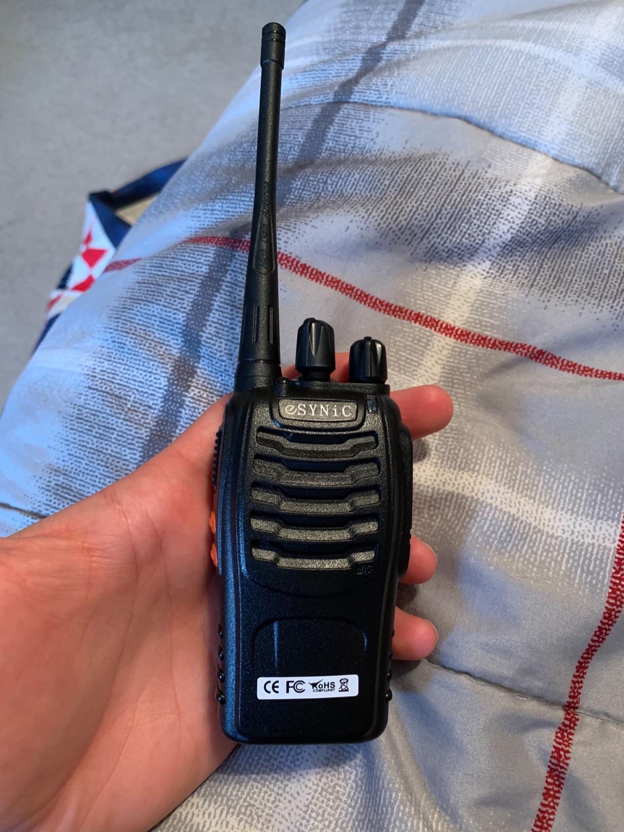 eSynic 2 Pack Rugged Walkie Talkies Kit-Rainproof-3 Miles Long Range-Compact Designed Walky Talky Kit-Flashlight & VOX Hand Free Talking-Rechargeable Charging Base-Gifts for Kids & Adults customer photo 1