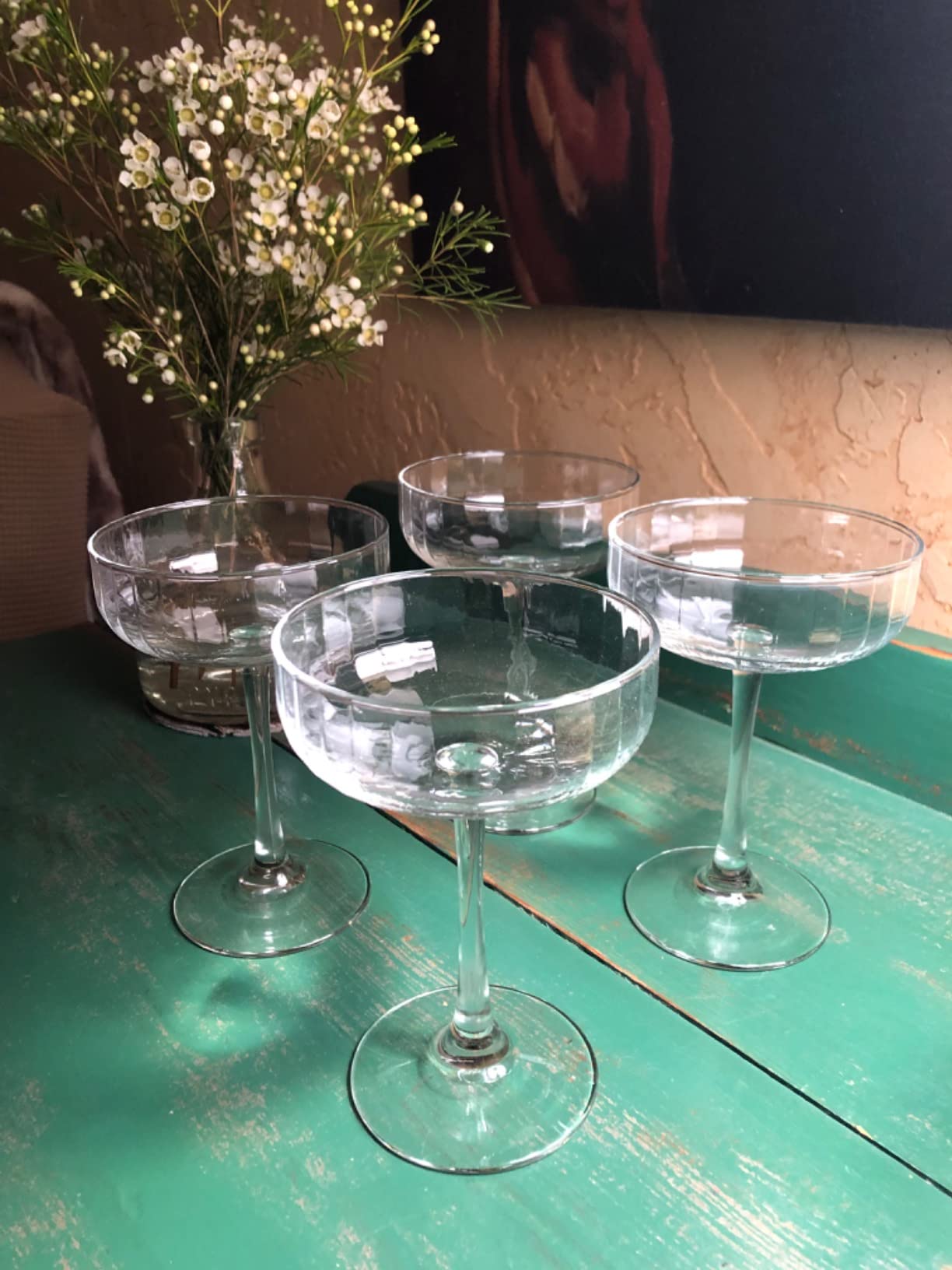 Libbey Capone Coupe Cocktail Glasses, Vintage Style, Diamond Cut Coupe Martini Glasses Set of 4, Traditional Cocktail Glass Set, Champagne Glasses customer photo 2