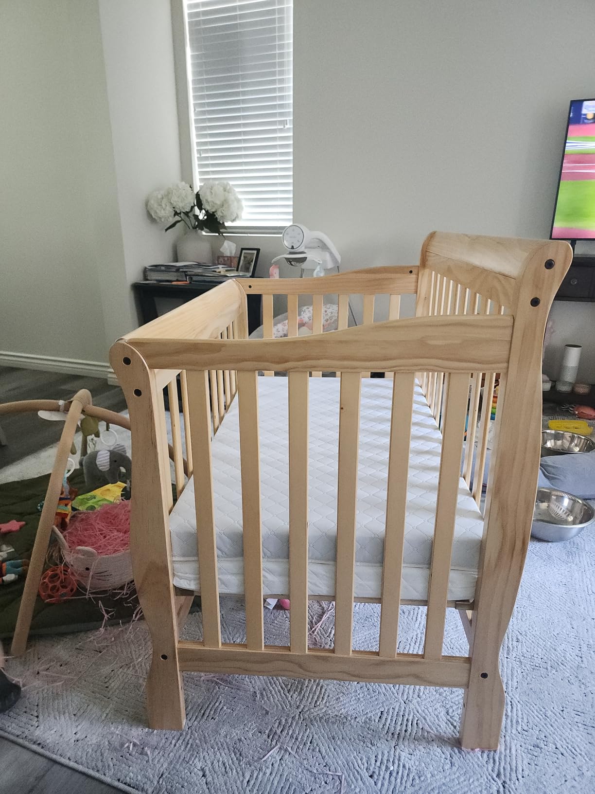 Dream On Me 4-in-1 Mini Baby Crib for Small Spaces, Aden, Grey customer photo 2