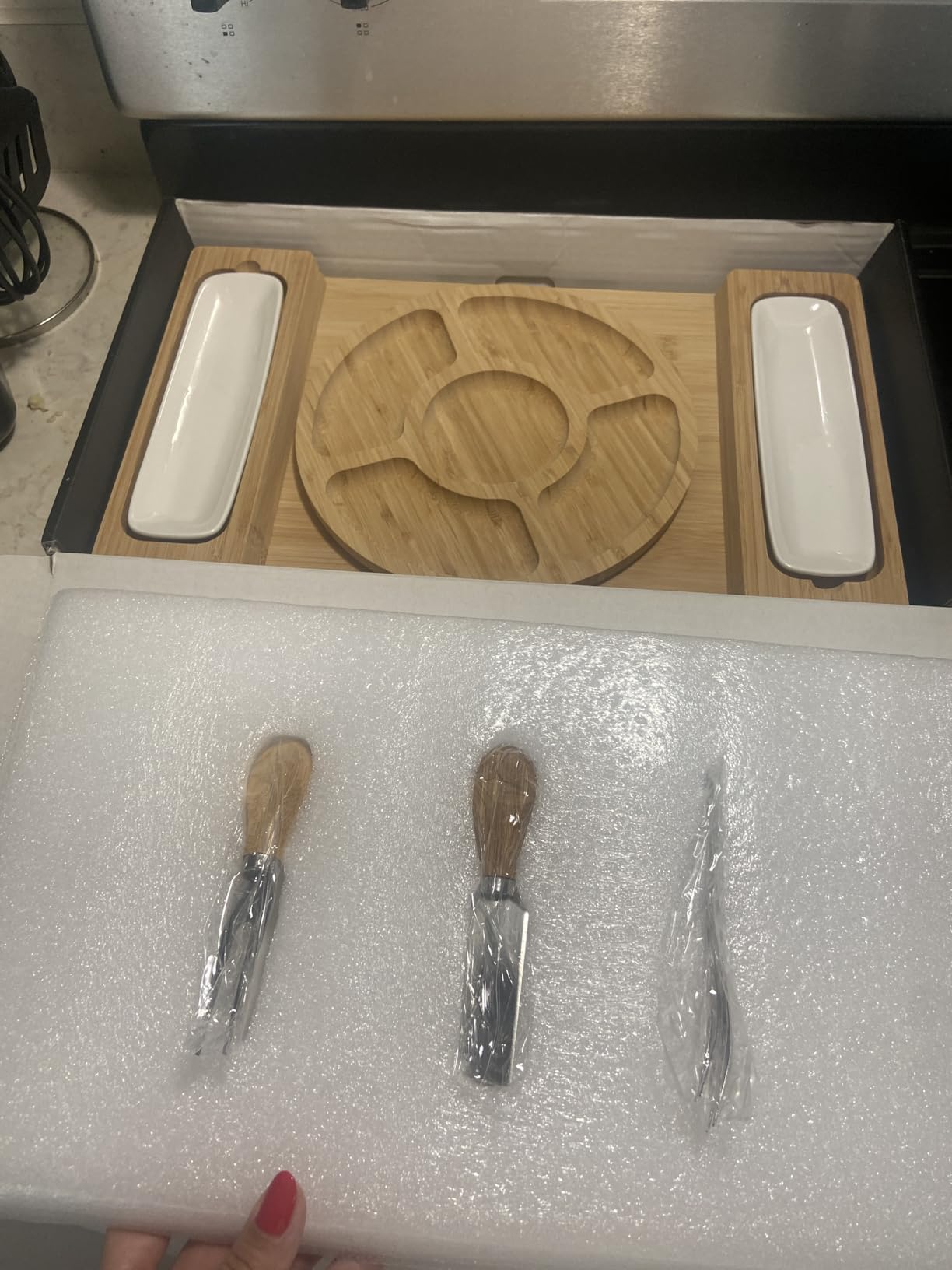 Charcuterie Board Cheese Board Set with Accessories - Bamboo Wooden Serving Tray, Platter - House Warming Gifts New Home, Wedding, Bridal Shower, Anniversary, Housewarming, Birthday Gifts for Women customer photo 1