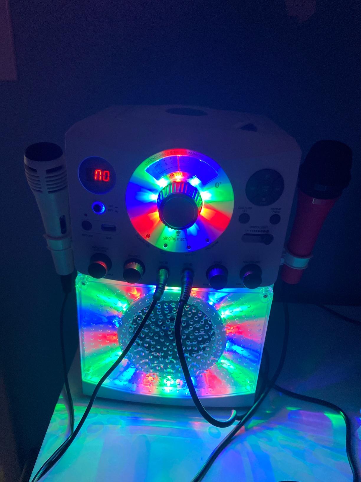 Singing Machine Portable Karaoke Machine for Adults & Kids with Wired Microphone, White - Built-In Speaker, Bluetooth with LED Disco Lights - Karaoke System with CD+G Player & USB Connectivity customer photo 2