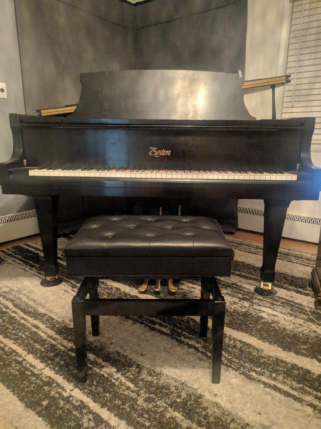 AW Adjustable Piano Bench with Storage Black Wooden Keyboard Stool Seat customer photo 1
