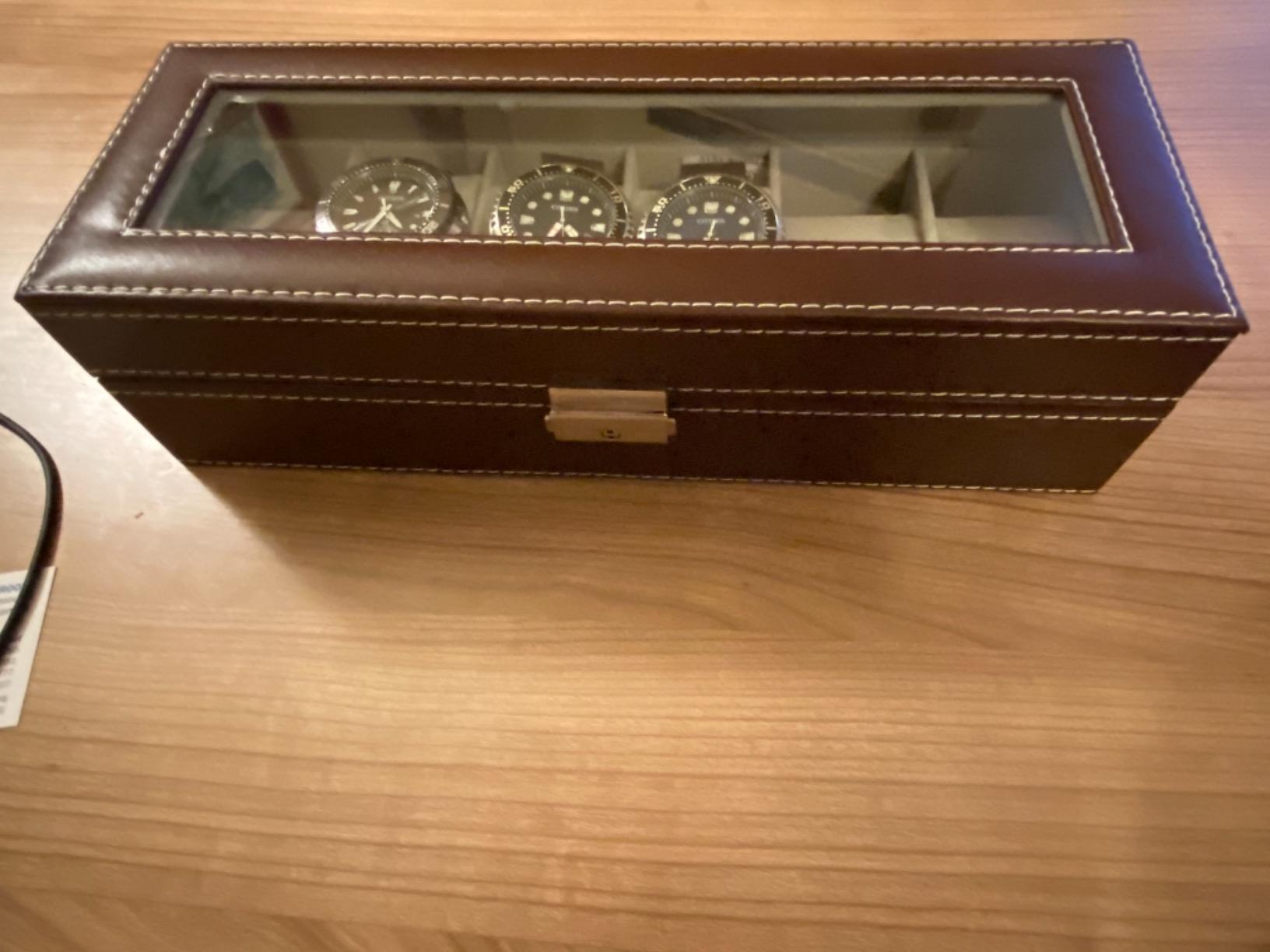 NEX 6 Slots Watch Box Organizer for Men, Black Watch Holder Display Case customer photo 2