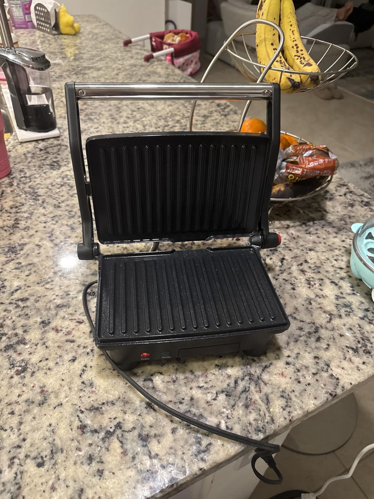 Chefman Electric Panini Press Grill, Compact 2-Slice Sandwich Maker, Non-Stick Coated Plates, Opens 180 Degrees, Dishwasher Safe, Removable Drip Tray, Stainless Steel/Black customer photo 2