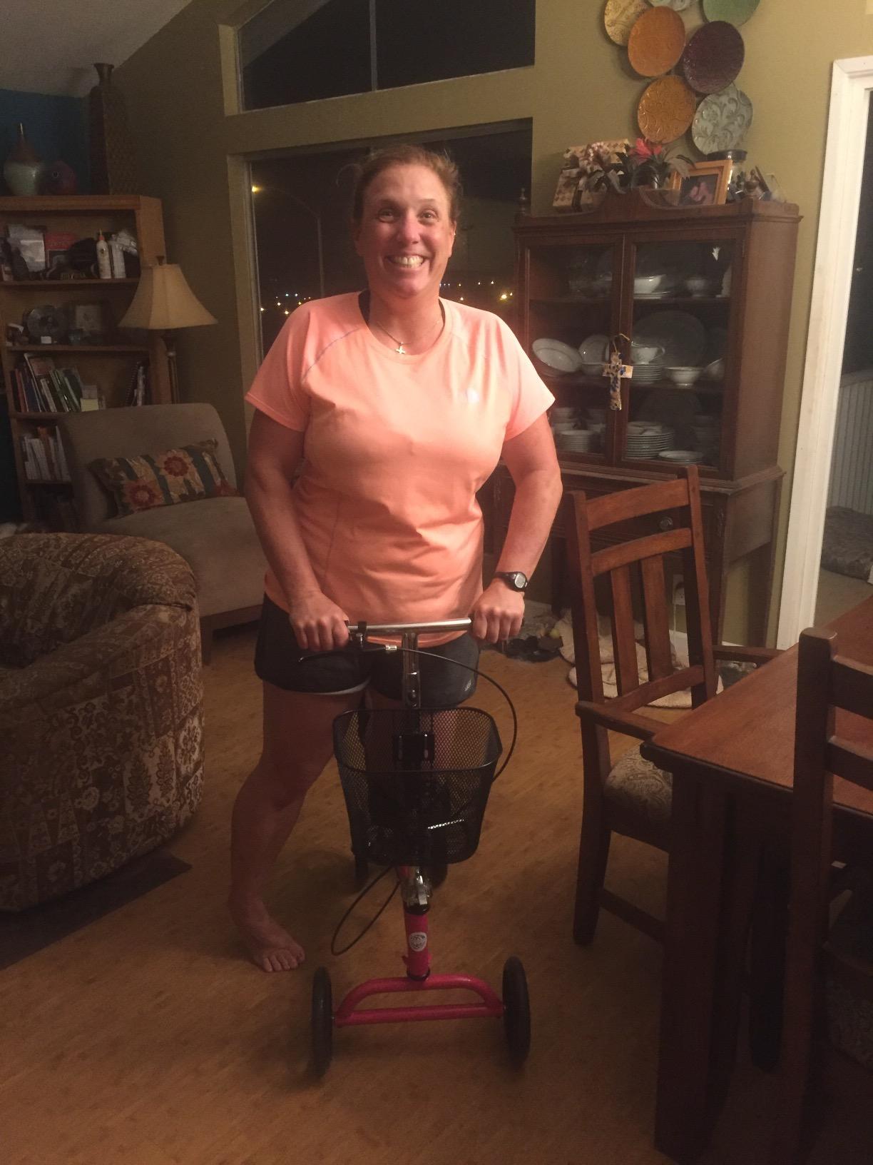 KneeRover Steerable Knee Scooter – Foldable Mobility Aid & Knee Walker with Basket for Adults, Adjustable Handlebar and Comfortable Knee Pad (Hot Pink) | Foldable Knee Walker For Foot Surgery, Broken Ankle, Foot Injuries, Crutch Alternative, Includes Basket customer photo 1