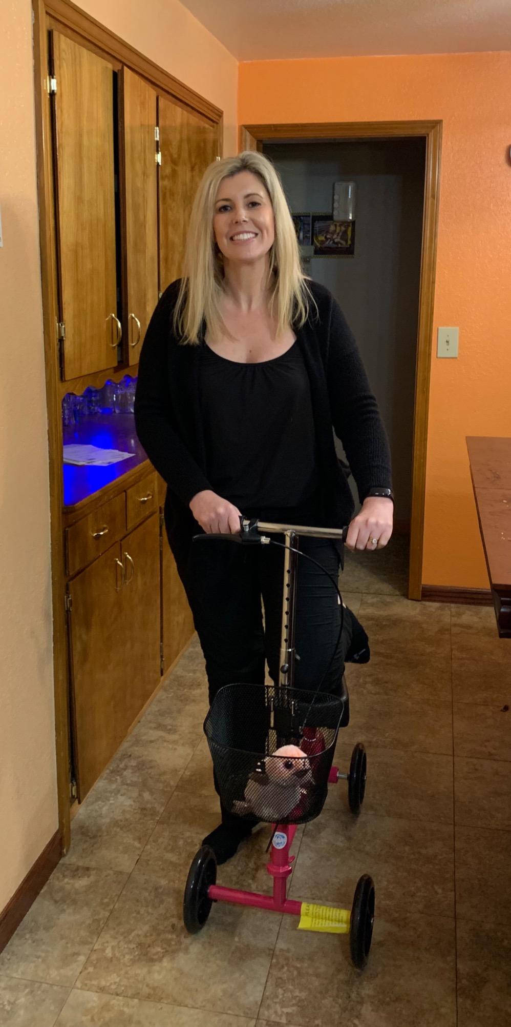 KneeRover Steerable Knee Scooter – Foldable Mobility Aid & Knee Walker with Basket for Adults, Adjustable Handlebar and Comfortable Knee Pad (Hot Pink) | Foldable Knee Walker For Foot Surgery, Broken Ankle, Foot Injuries, Crutch Alternative, Includes Basket customer photo 2