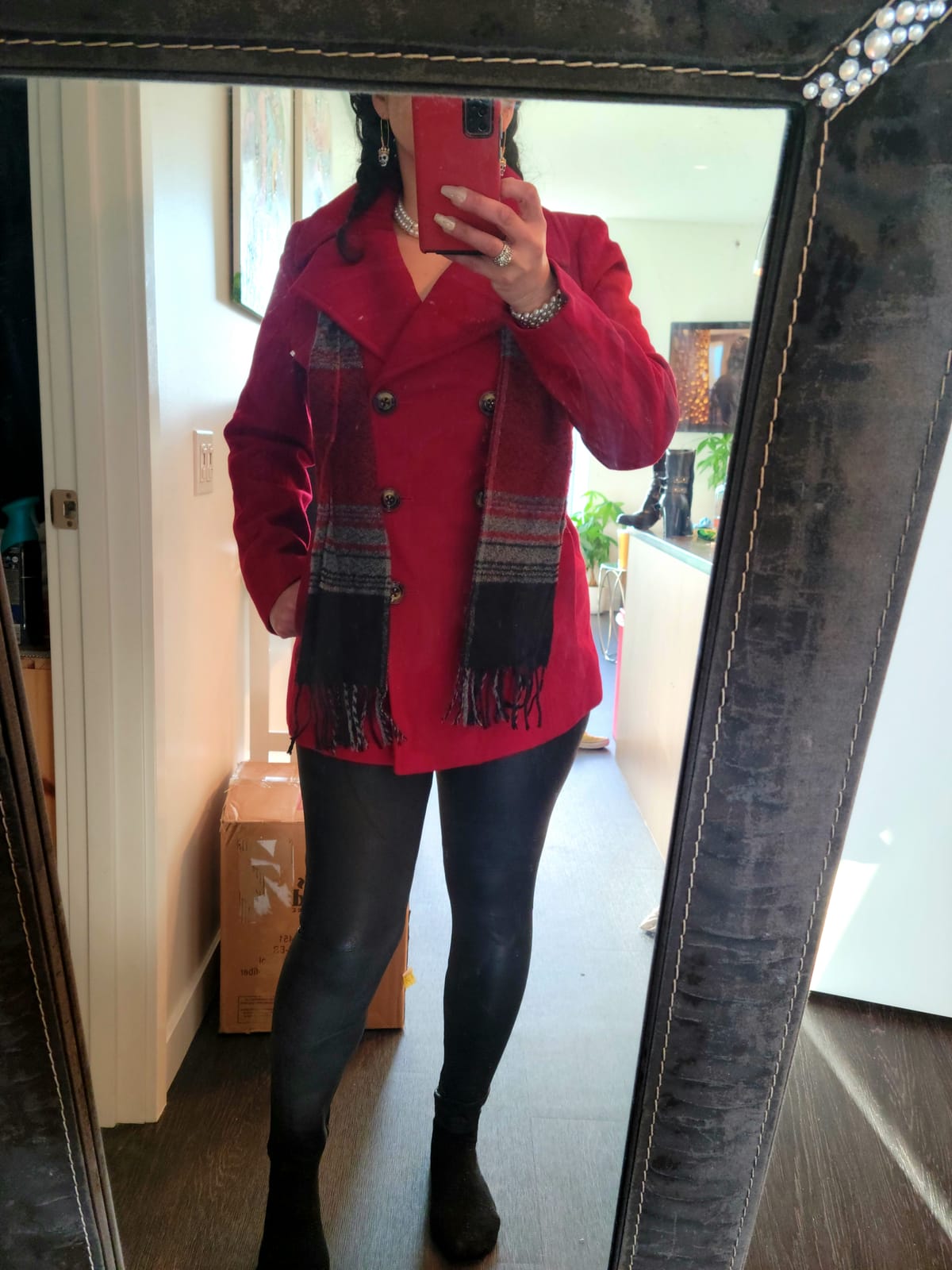 LONDON FOG Women's Double Breasted Peacoat with Scarf customer photo 1
