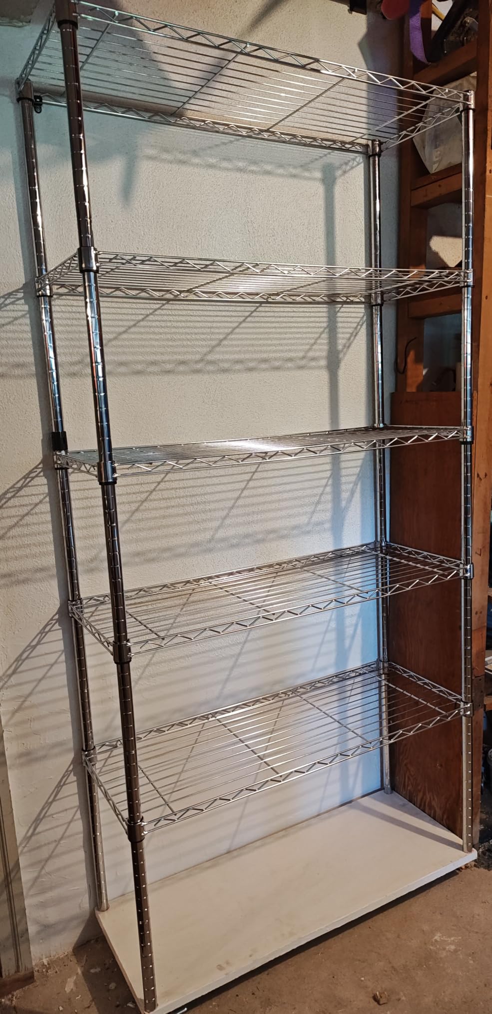 Amazon Basics 3-Shelf Adjustable Heavy Duty Steel Wire Rack Storage Shelving Organizer with Storage Space, Versatility and Ease of Use for Kitchen, Garage, 23.2