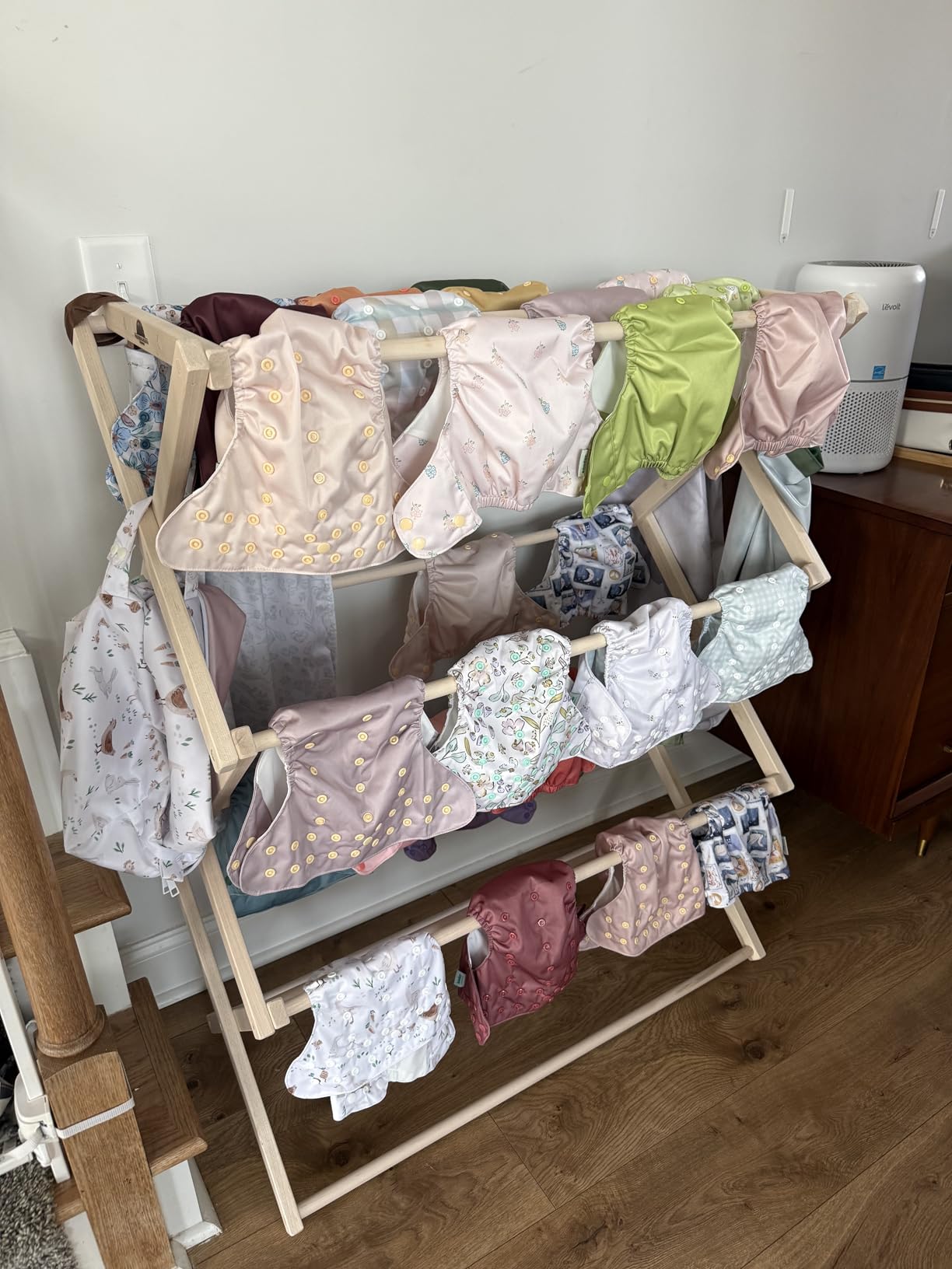 Pennsylvania Woodworks Clothes Drying Rack: Solid Maple Hard Wood Laundry Rack for Blankets, Towels, Bedding & More, Heavy Duty Folding Drying Rack, Made in USA, No Assembly Needed, XXLarge customer photo 1