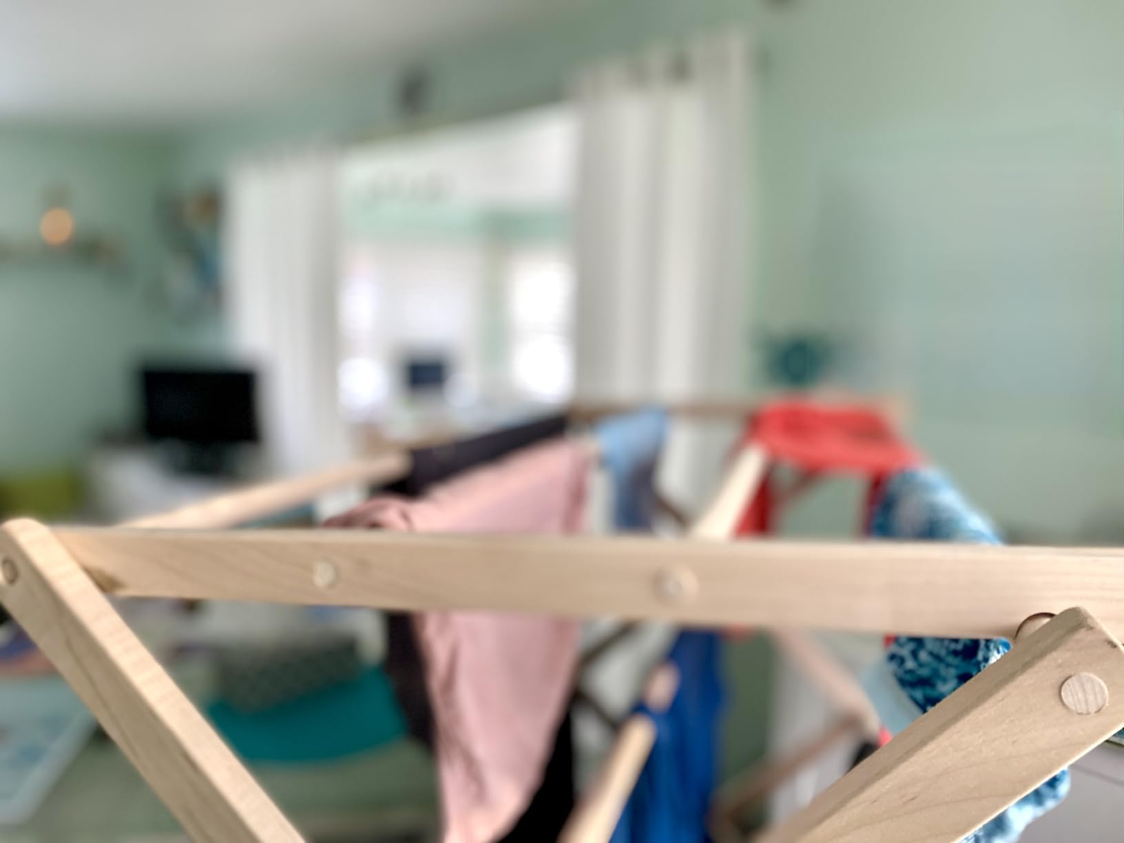 Pennsylvania Woodworks Clothes Drying Rack: Solid Maple Hard Wood Laundry Rack for Blankets, Towels, Bedding & More, Heavy Duty Folding Drying Rack, Made in USA, No Assembly Needed, XXLarge customer photo 2