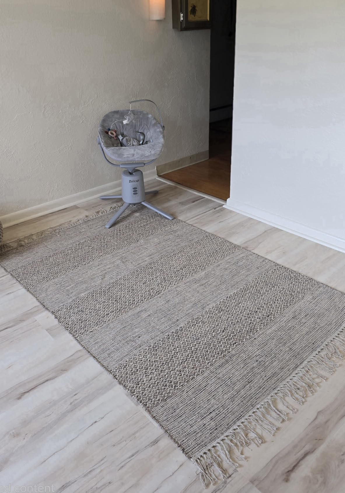 SAFAVIEH Montauk Collection Area Rug - 8' x 10', Ivory & Steel Grey, Handmade Flat Weave Boho Farmhouse Cotton Tassel Fringe, Ideal for High Traffic Areas in Living Room, Bedroom (MTK330M) customer photo 1