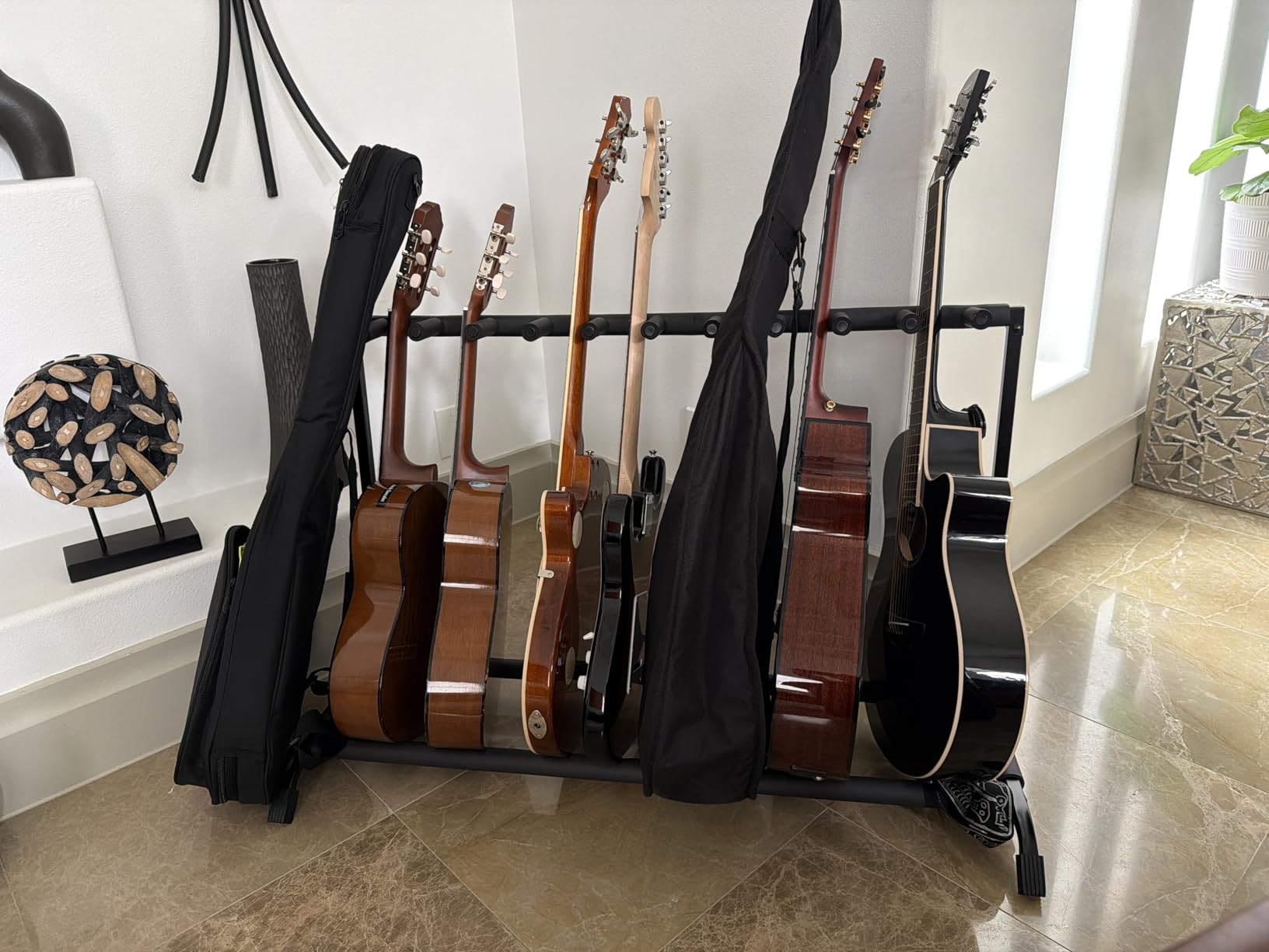 Gator Rok-It Collapsible Folding Guitar Rack Stand for 3 Guitars – Fits Acoustic, Electric, or Bass Guitars – Portable, Durable, Space-Saving Storage (RI-GTR-RACK3) customer photo 1