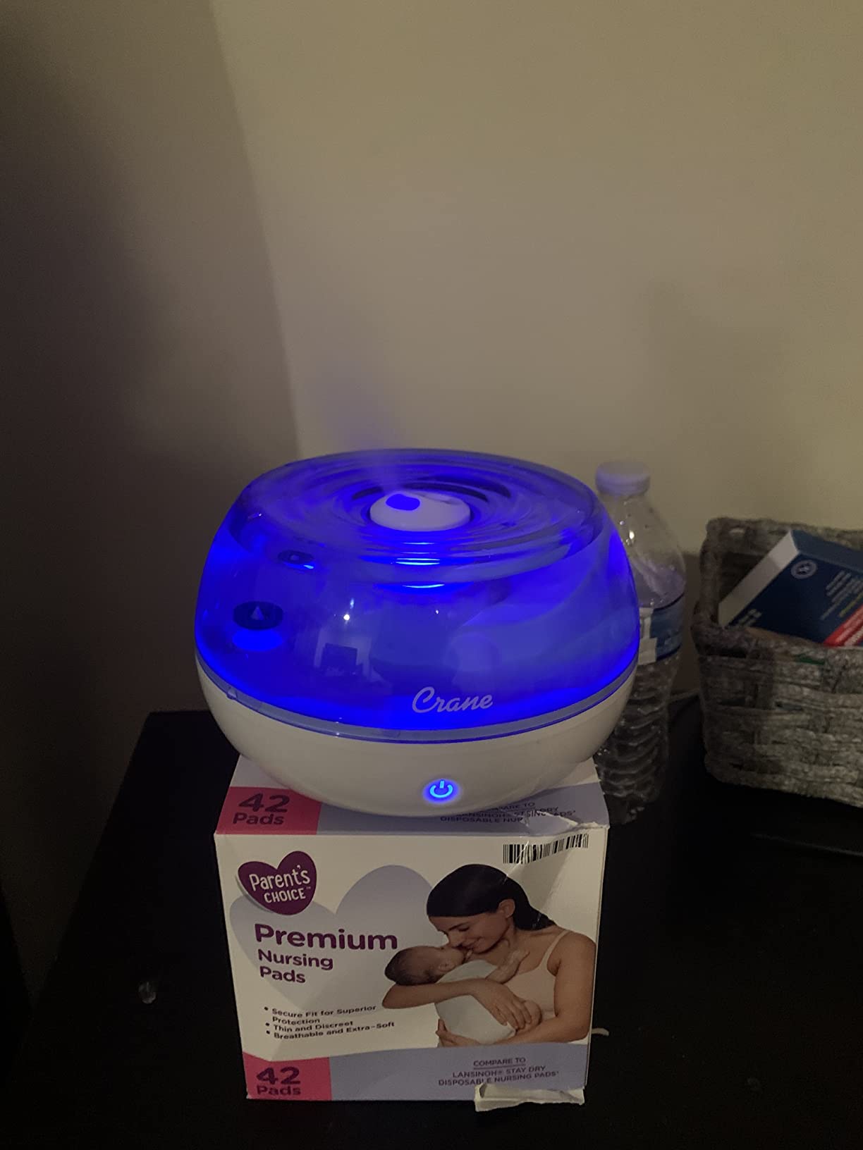 Crane Personal Ultrasonic Cool Mist Travel Humidifier and Vaporizer for Congestion Relief, 360° Adjustable Nozzle, Filter-Free .75 Liter Tank, Blue/White, Office Humidifier customer photo 1