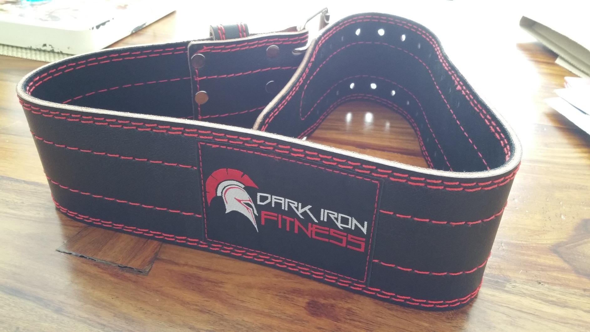 Dark Iron Fitness Genuine Leather Weightlifting Belt, 4 Inch Wide for Men Women with Double Prong Buckle Reinforced Stitching, Powerlifting Deadlift Squat Training Core Support Gym Strength Workout customer photo 2