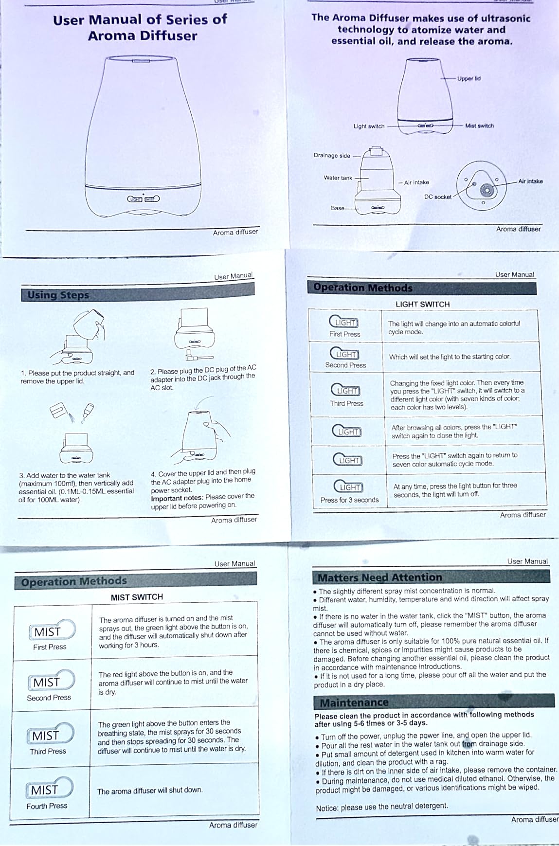 Homeweeks Essential Oil Diffuser for Room 100 ML 1 Pack customer photo 2