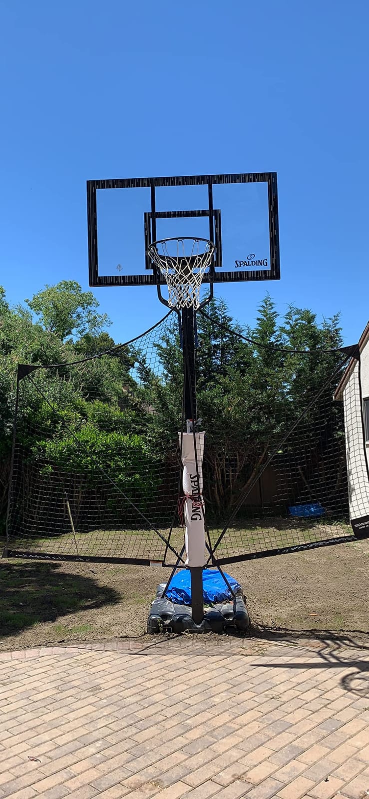 Silverback Basketball Yard Guard Defensive Net System Rebounder with Foldable Net and Arms into Pole, White/Black, Large customer photo 2