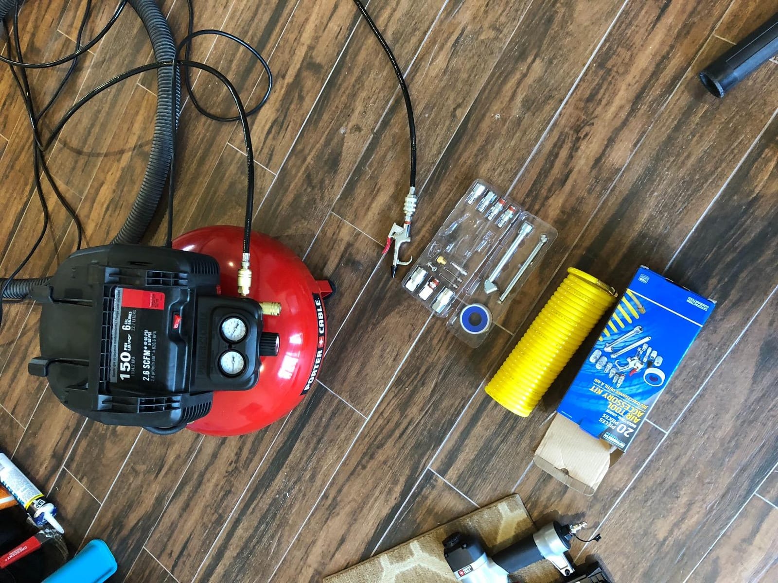 Air Compressor Kit, 1/4 Inch NPT Air Tool Kit with 1/4 Inch x 25Ft Coil Nylon Hose/Tire Gauge - 20 Pieces customer photo 2