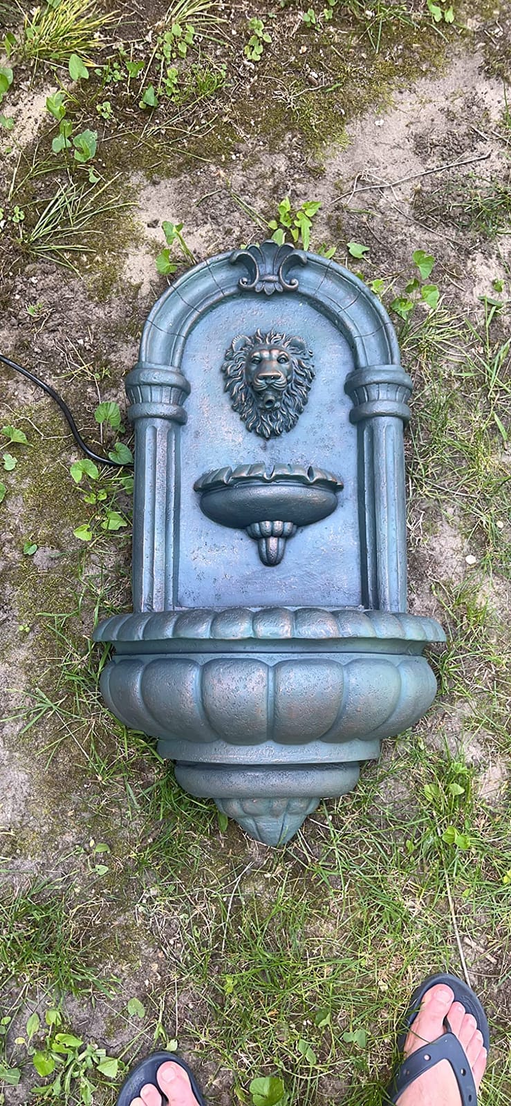 Teamson Home 32.1 in. Wall-Mounted Lion Head Stone LED Outdoor Water Fountain for Gardens, Landscaping, Patios, Balconies, Lawns to Create a Calming Oasis in Outdoor Living Spaces, Antique Bronze customer photo 2