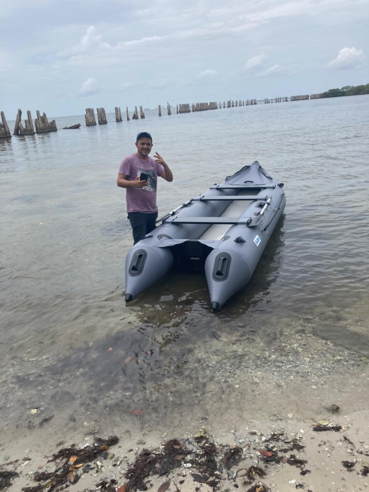 BRIS 14.1ft Inflatable Boat Inflatable Kayak 3 Person Kayak Canoe Fishing poonton Boat customer photo 2