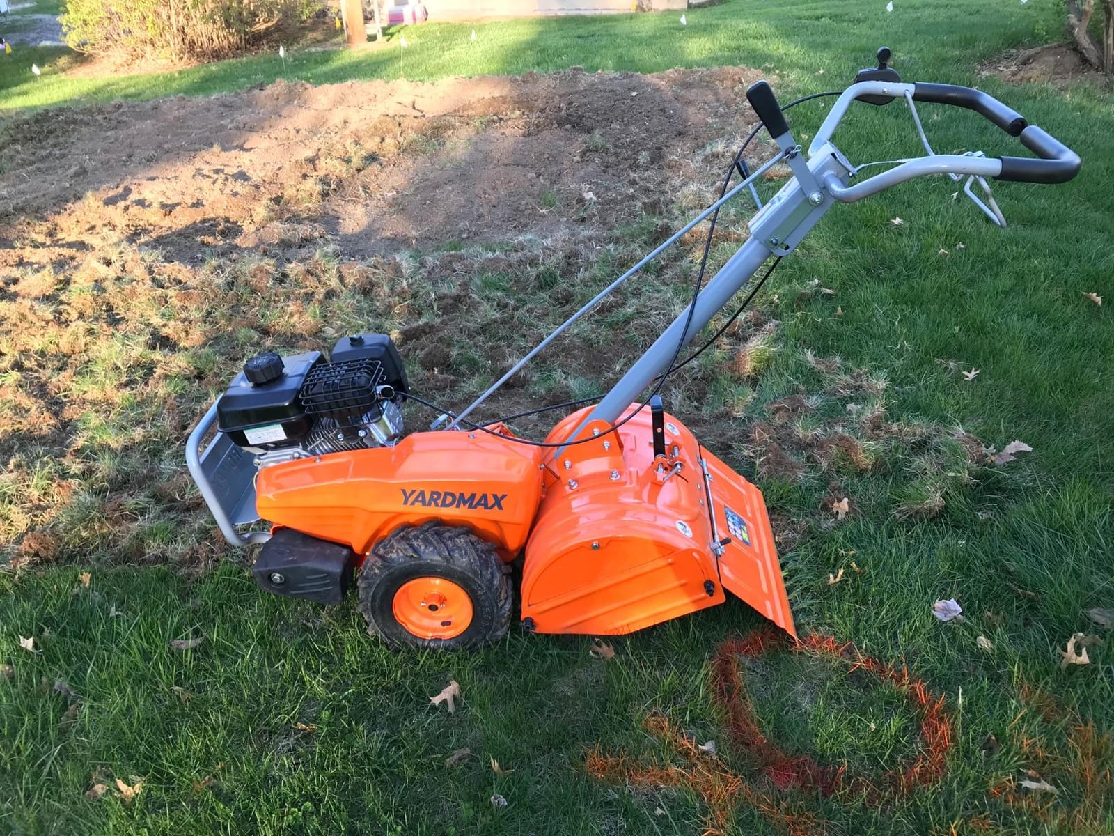 YARDMAX 18 in. 212 cc Gas OHV Engine Rear Tine Tiller with Dual Rotating Tilling customer photo 1
