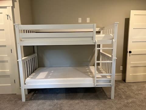 Max & Lily Bunk Bed Twin over Twin, Solid Wood Bunk Bed Frame with Ladder for Kids, 14