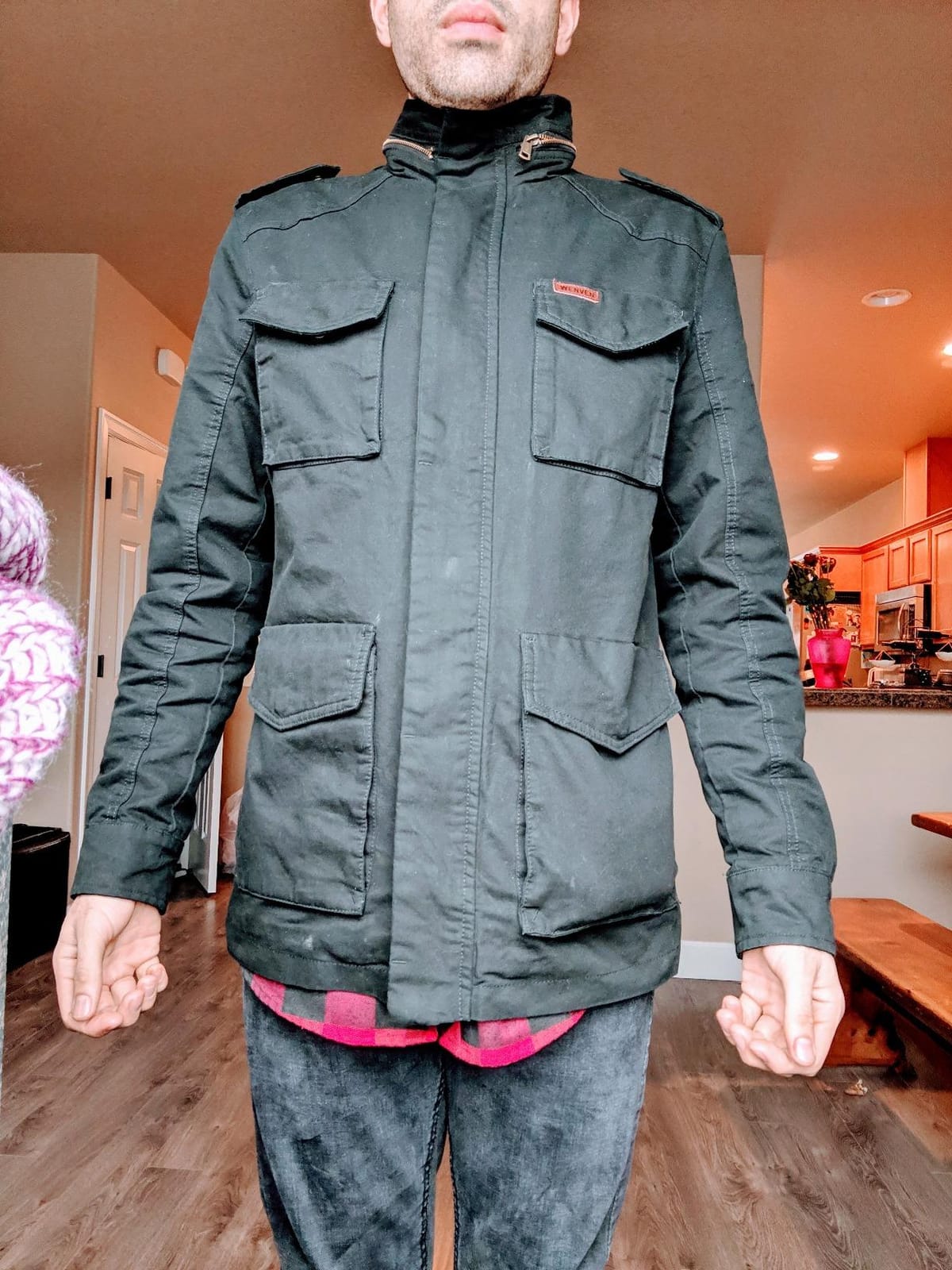 WenVen Men's Lightweight Twill Cotton Military Windbreaker Canvas Jacket customer photo 2