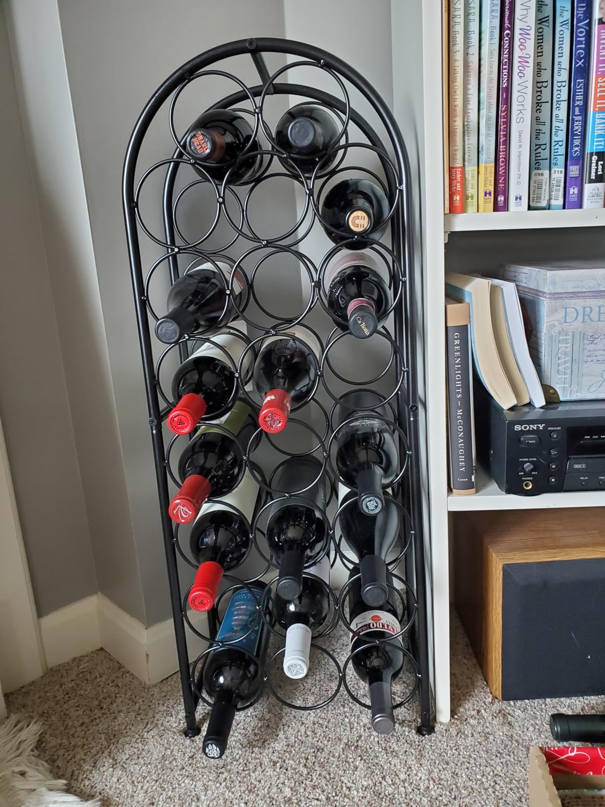 PAG-Mass 23 Bottles Arched Freestanding Floor Metal Wine Rack Wine Bottle Holders Stands, Black customer photo 1
