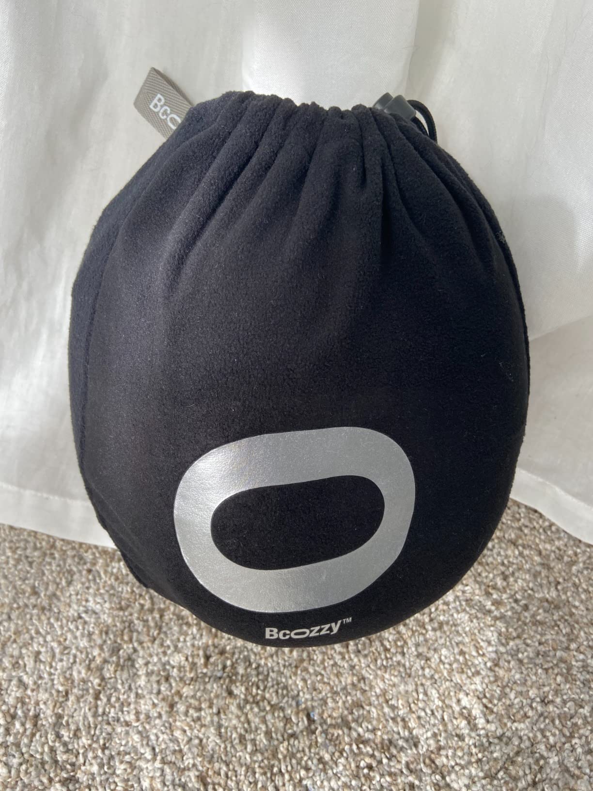 BCOZZY Travel Neck Pillow for Airplane– Patented Double Support for Head, Neck, and Chin. Best for Long Flights, Plane Sleeping, and Car Rides. Adjustable Size. Fully Washable. Carry Bag. Large, Black customer photo 2
