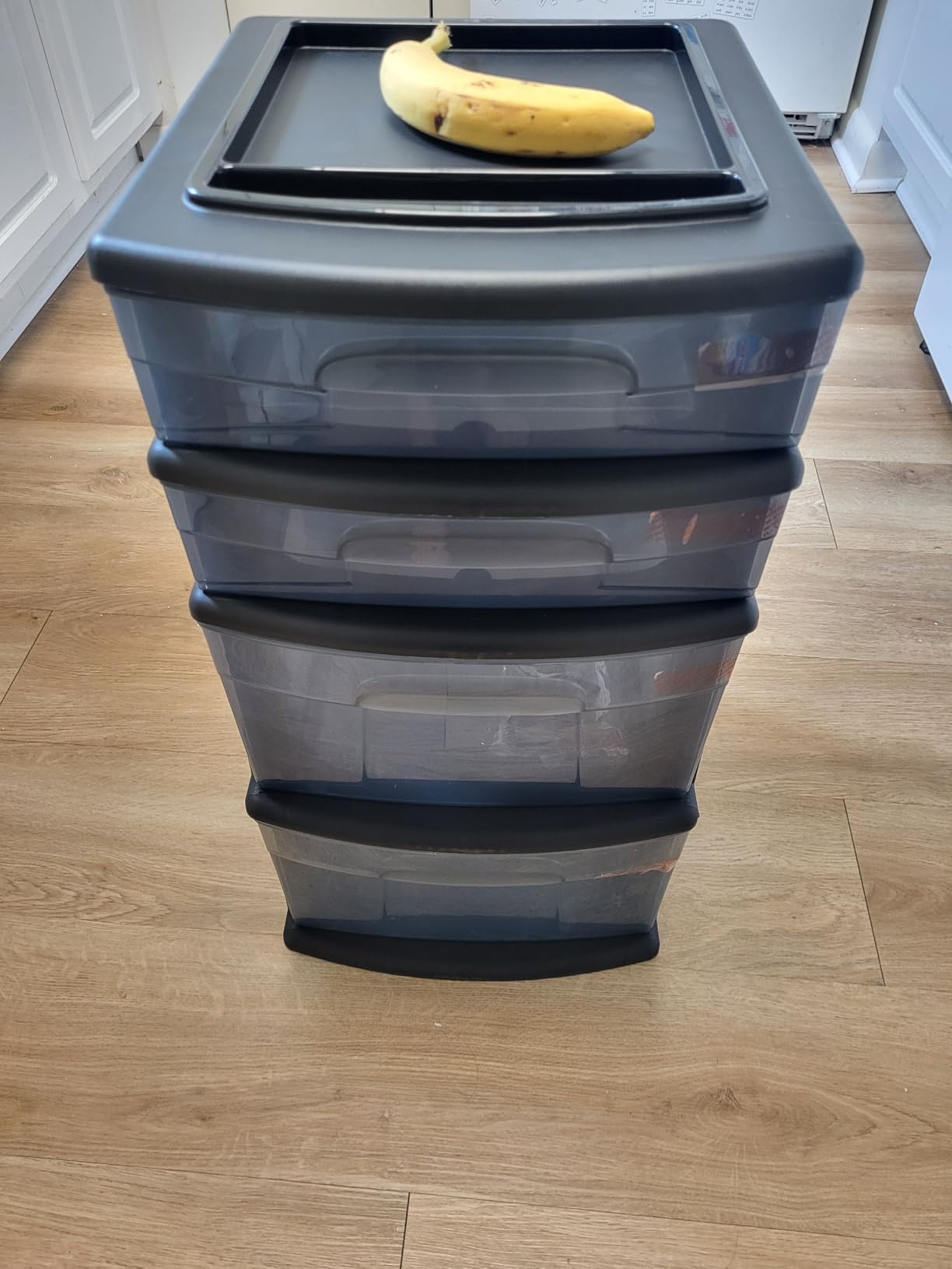 HOMZ Drawer Tower, 4-Tier Storage Cart with Removable Wheels, Black Frame customer photo 2