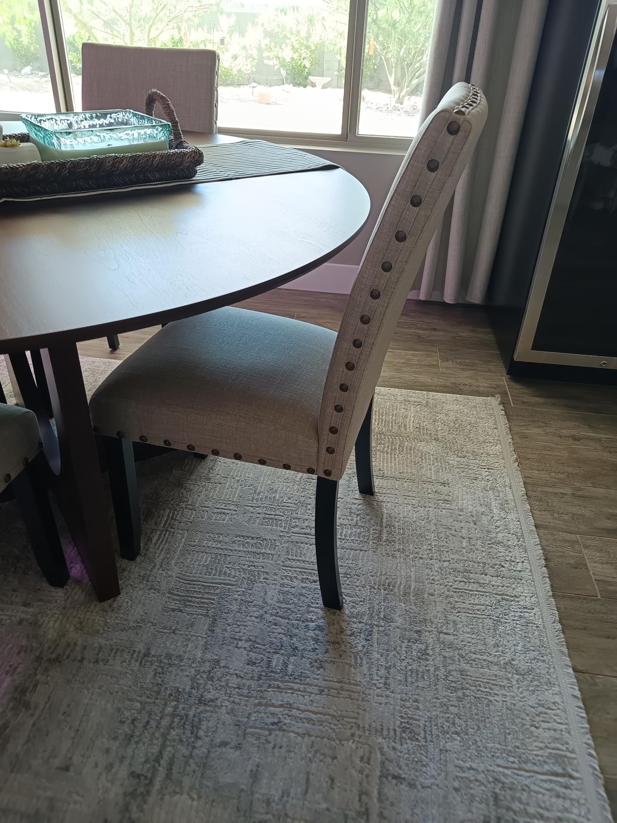 Roundhill Furniture Biony Fabric Dining Chairs with Nailhead Trim, Set of 2, Tan customer photo 1
