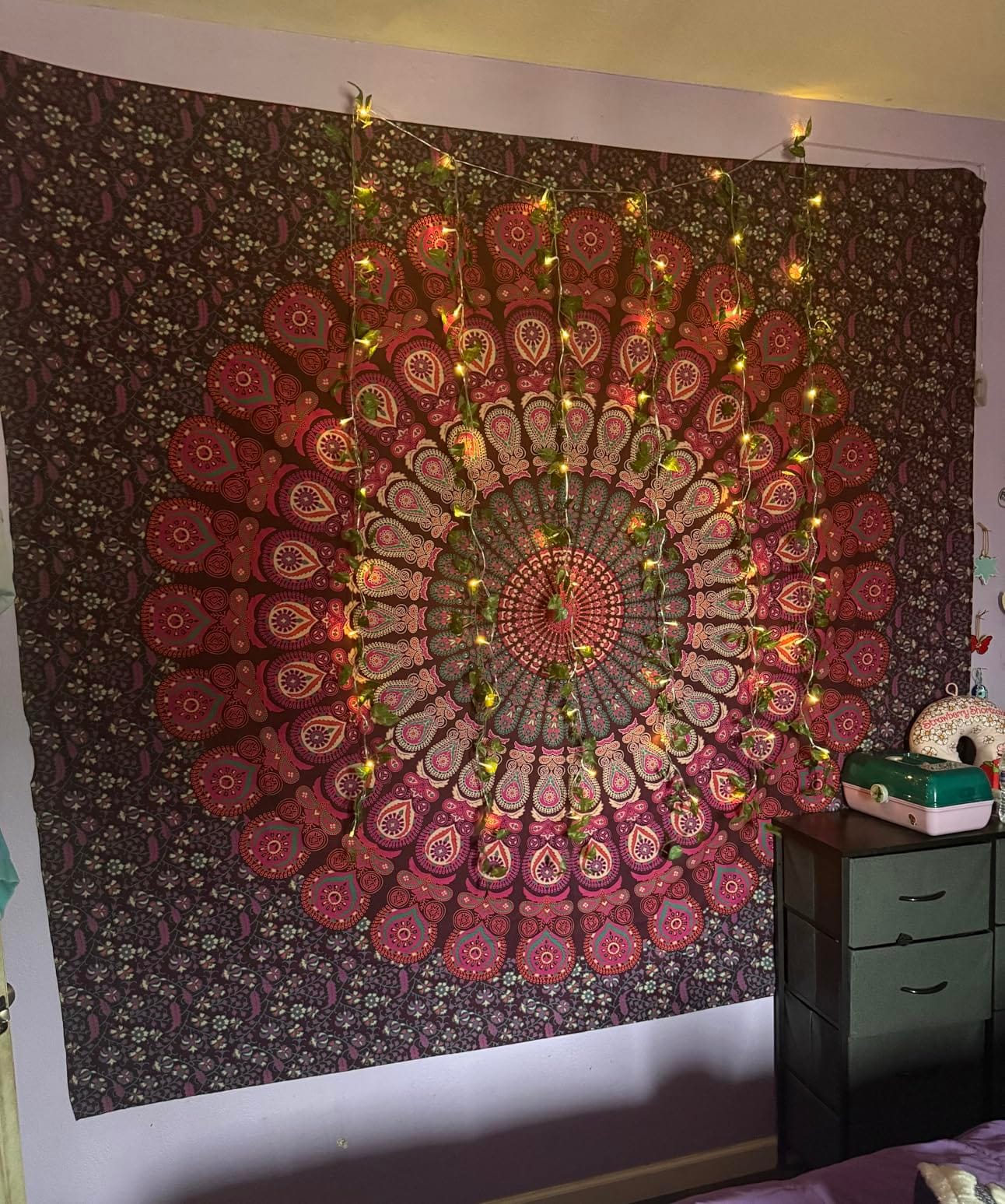 raajsee Blue Orange Tapestry Mandala Wall Hanging- Wall Tapestries For Bedroom - Aesthetic Tapestrys -Queen (82x92 Inches / 208x232 Cms) customer photo 1
