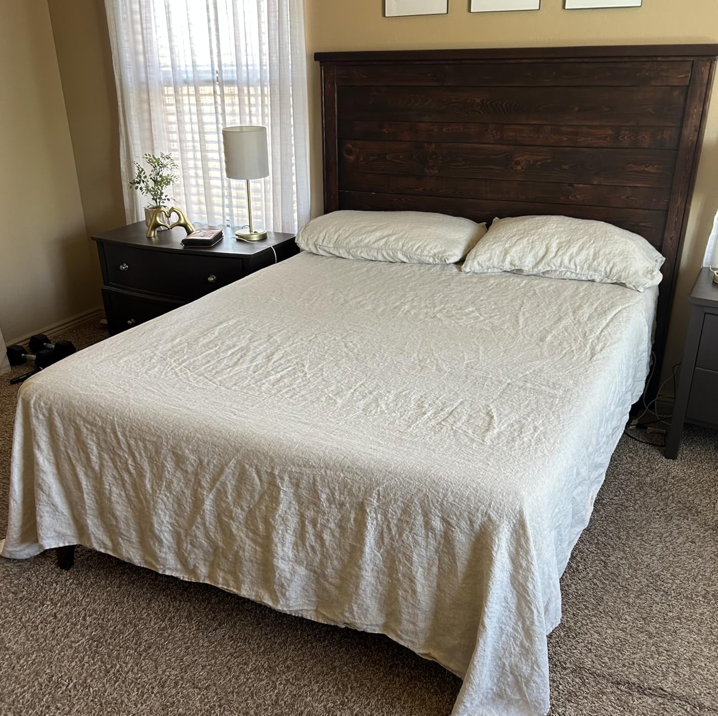 DAPU 100% Linen Sheets Queen Size,170GSM French Flax Pure Linen Sheets Set customer photo 1