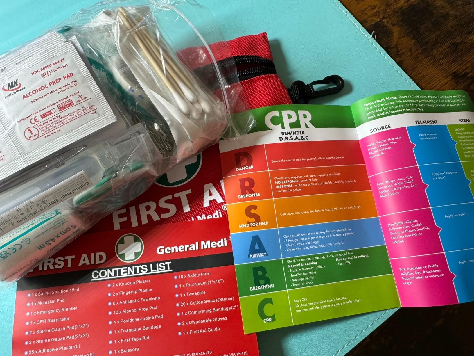 General Medi Mini First Aid Kit, 110 Piece Small First Aid Kit - Includes Emergency Foil Blanket, Scissors for Travel, Home, Office, Vehicle, Camping, Workplace & Outdoor (Red) customer photo 1