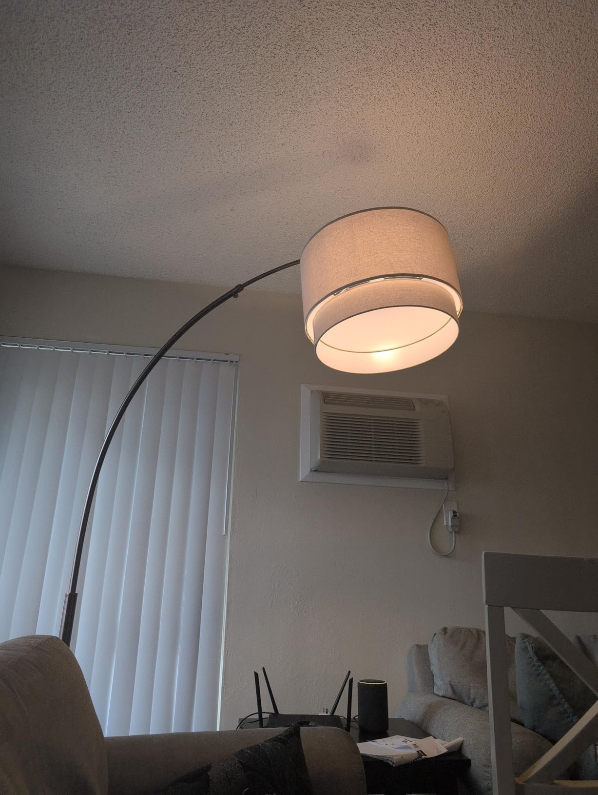 Brightech Mason Arc Floor Lamp - Modern Corner Standing Lamp with Unique Hanging Drum Lamp Shade for Living Room - Bright Overhead, Curved Hanging Light for Bedroom. Library, Den - Nickel customer photo 2