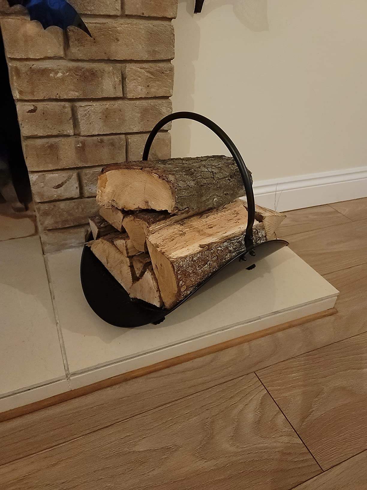 Rocky Mountain Goods Firewood Basket Holder Indoor - Decorative Finish Metal Log Holder - Fireplace Wood Rack is Ideal Size for Indoor use - Assembly Wrench Included - for Modern or Classic Home customer photo 1