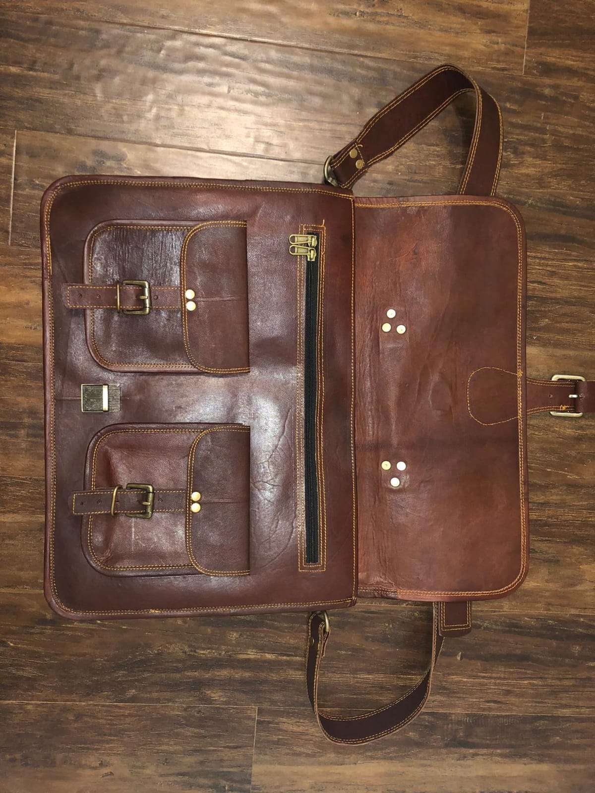 cuero Leather Messenger Bag for Men, 18 Inch Laptop Crossbody, Handmade Leather Shoulder Satchel Bag for Men, Full Grain Business Briefcase for Office/Work/Travel - Vintage Brown customer photo 2