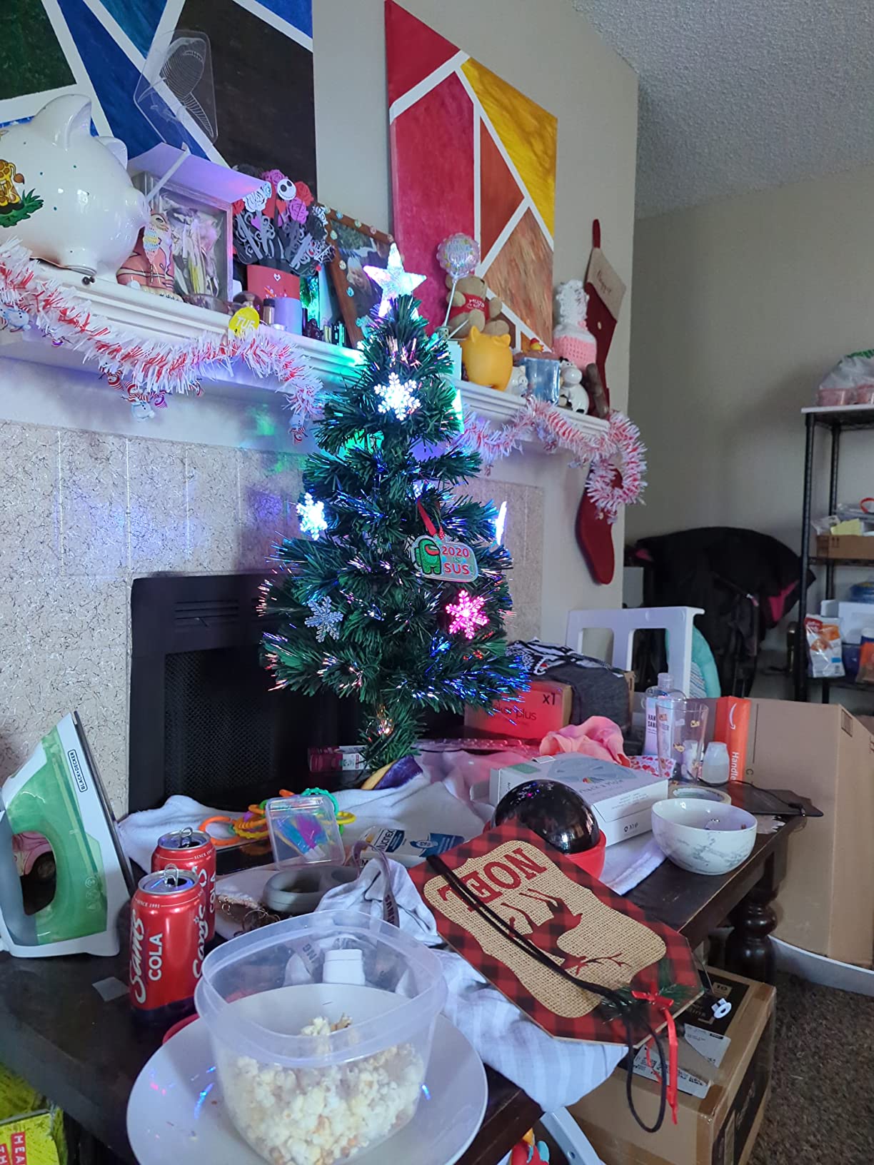 Goplus 3FT Pre-Lit Fiber Optic Artificial Christmas Tree, with Multicolor Led Lights and Snowflakes (3 FT) customer photo 1